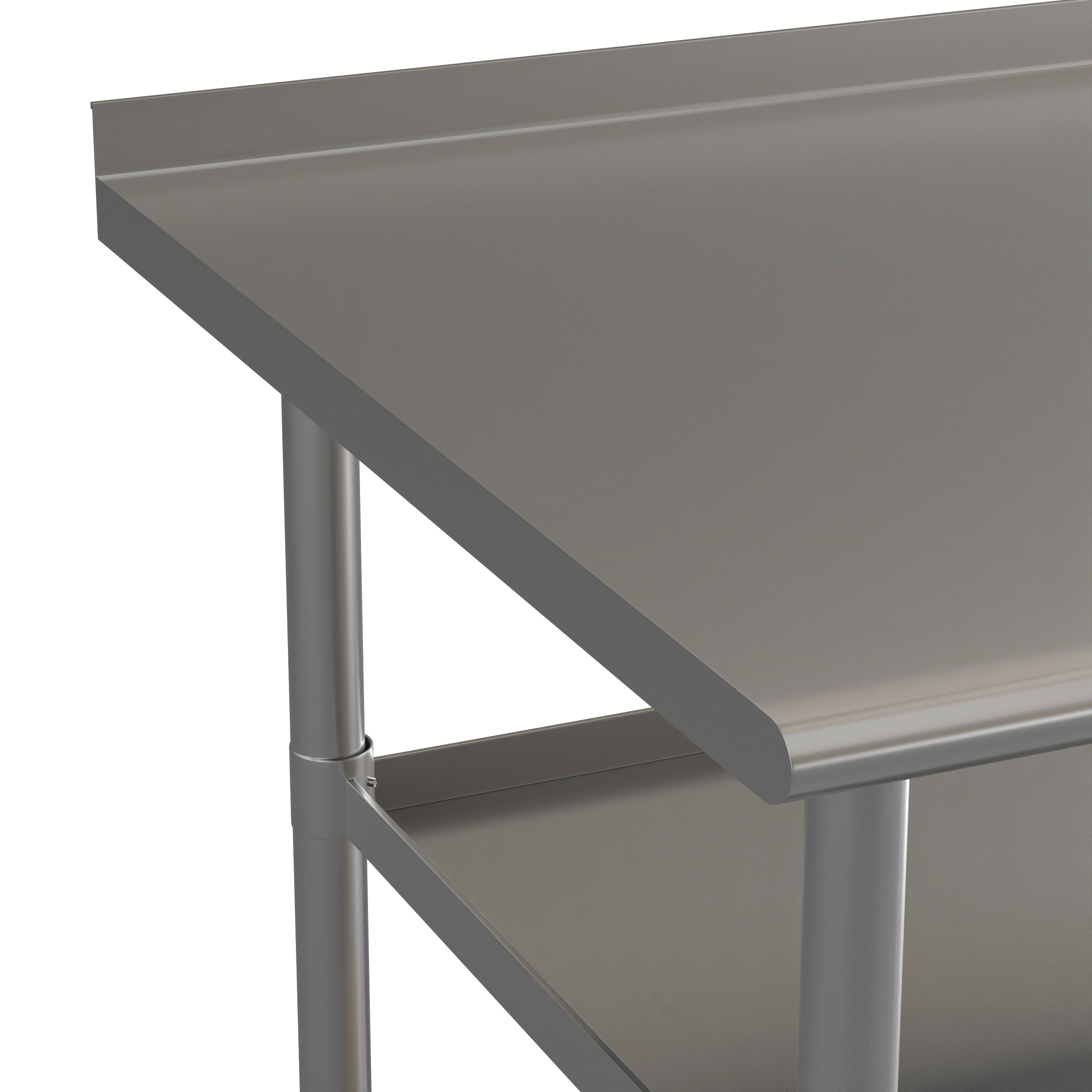 Ravenel Stainless Steel 18 Gauge Work Table with 1.5" Backsplash and 2 Undershelves - 72"W x 30"D x 34.5"H, NSF