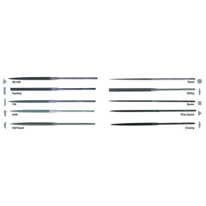 37029 Crescent Nicholson, Swiss File Assortment Set, Angled, 4 Inch, Steel