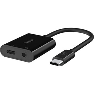 Belkin RockStar USB-C to 3.5mm/Audio Headphone Jack  + USB-C Quick Charge Adapter - Black