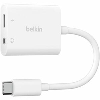 Belkin - RockStar 3.5mm Audio + USB-C Charge Adapter - Mini-phone/USB-C Audio/Data Cable for Smartphones, Tablets, Laptops