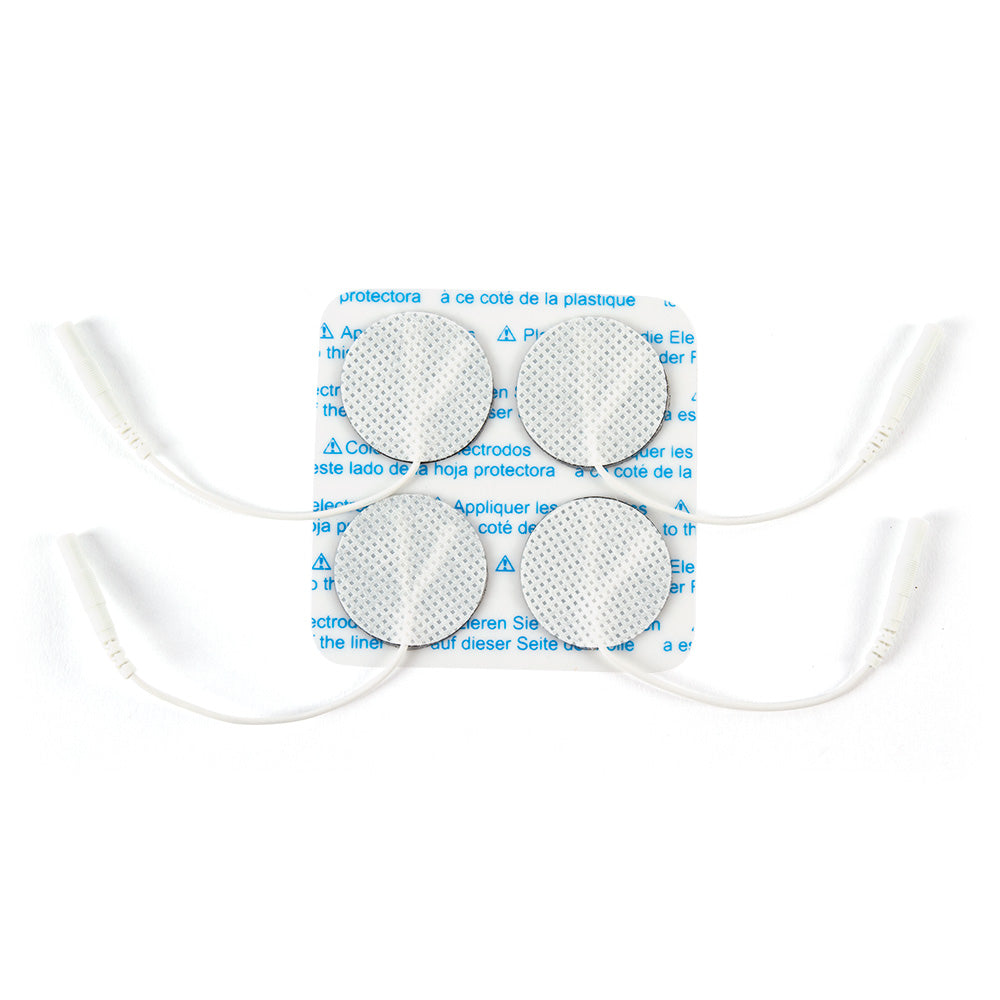 Bodymed 1 1/4" Round Cloth Back Carbon Electrode, White, Latex Free, 4/Pack