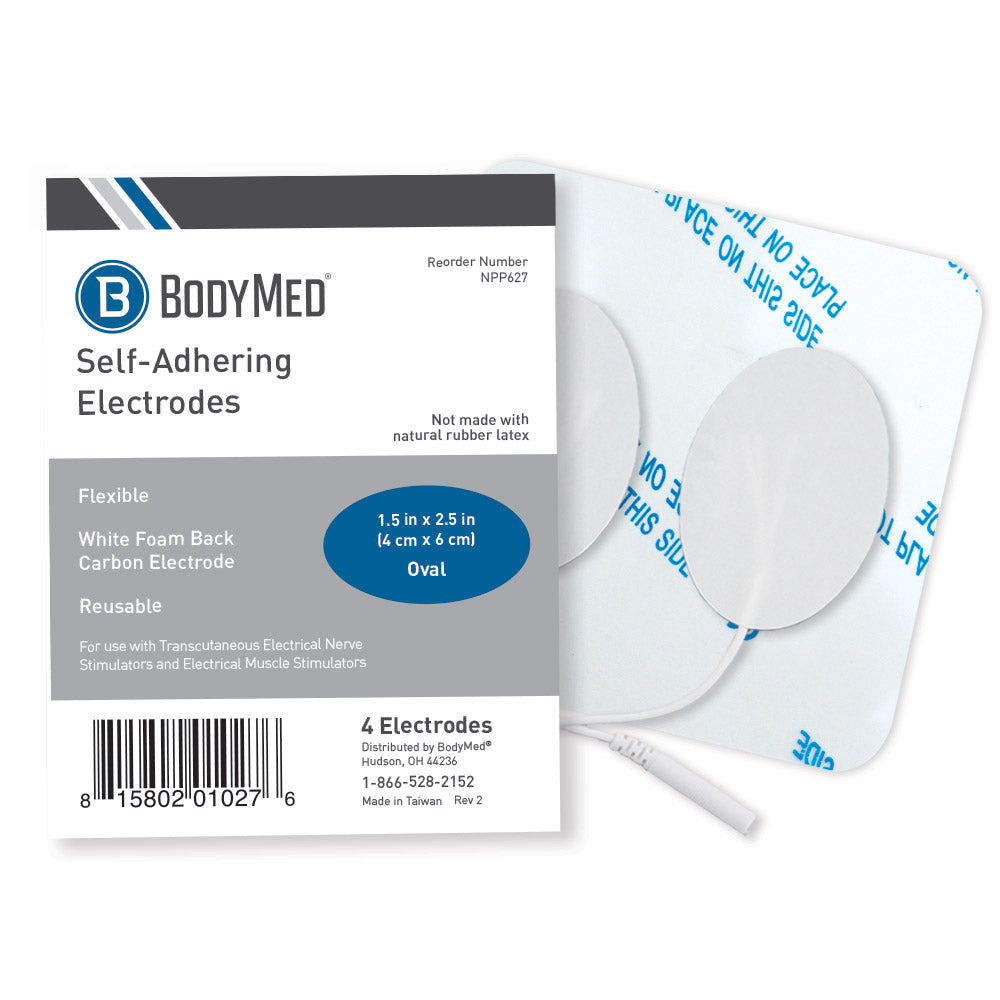 1.5" X 2.5" Oval White Foam Carbon Electrode, 4/Pk
