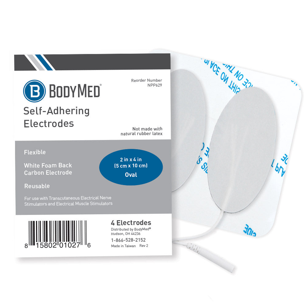 2" X 4" Oval White Foam Carbon Electrode, 4/Pk