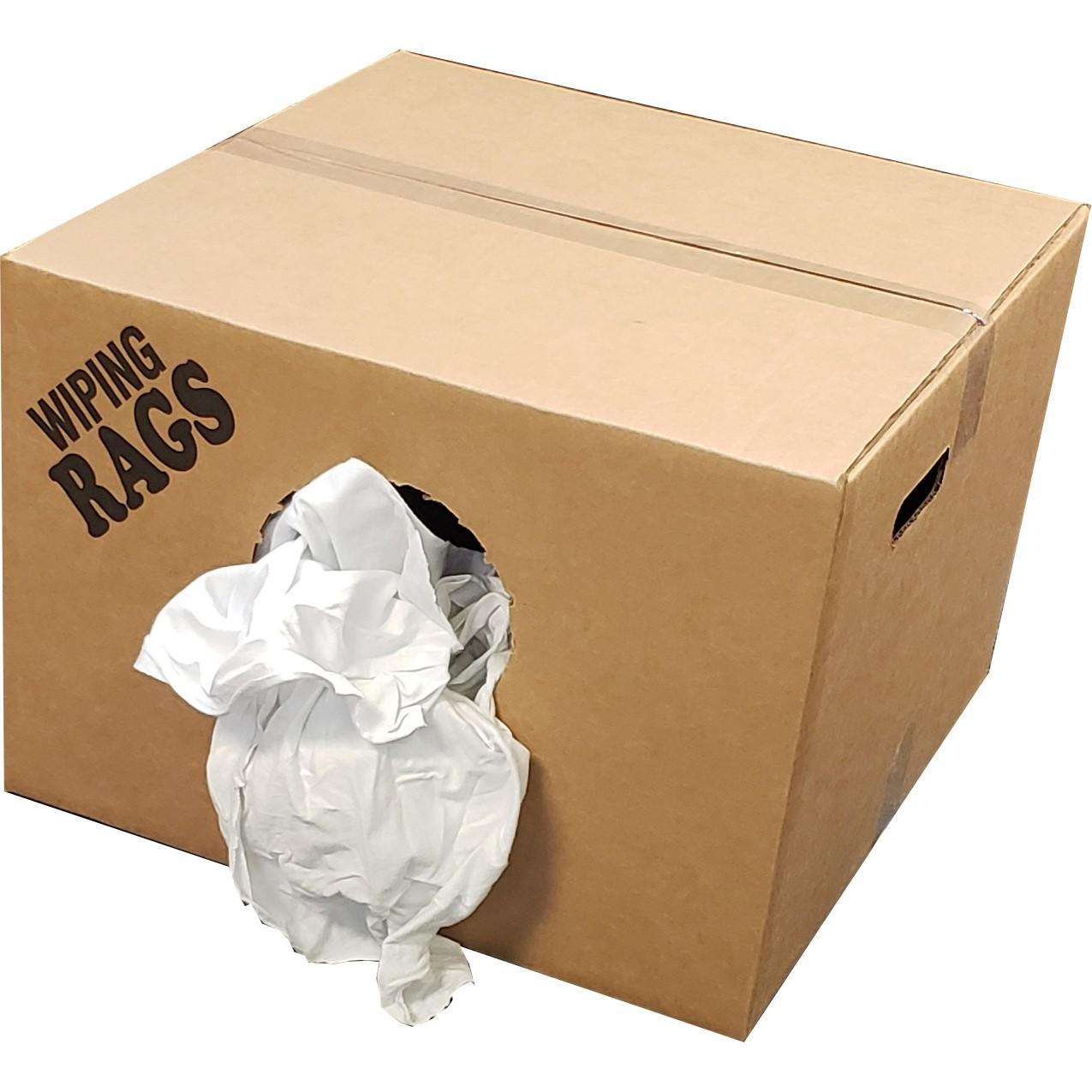 Z-Rag Bulk Reclaimed White T-Shirt Rags, 25 lbs./Box