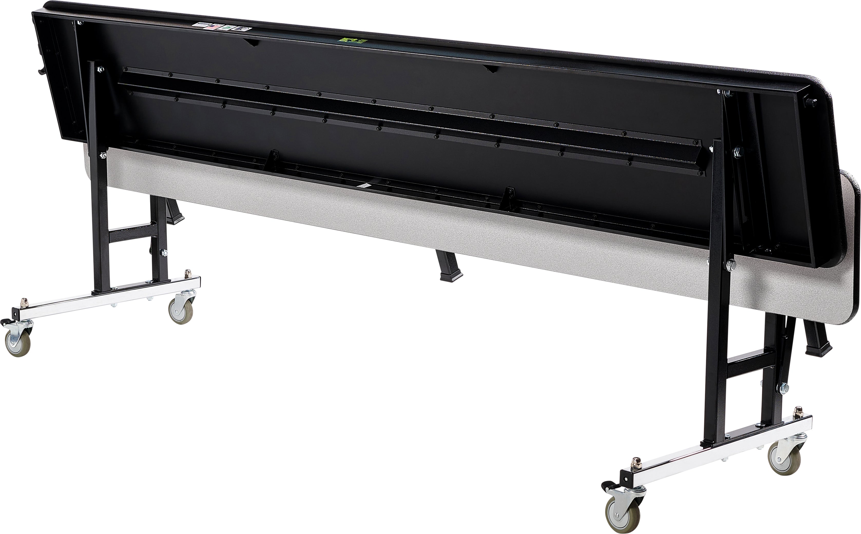 NPS® Convertible Bench Cafeteria Table, 8'L, Plywood Core, Edge Type: Edge Banding, Frame Type: Textured Black (Specify Laminate Tabletop/Seat Color and Height)