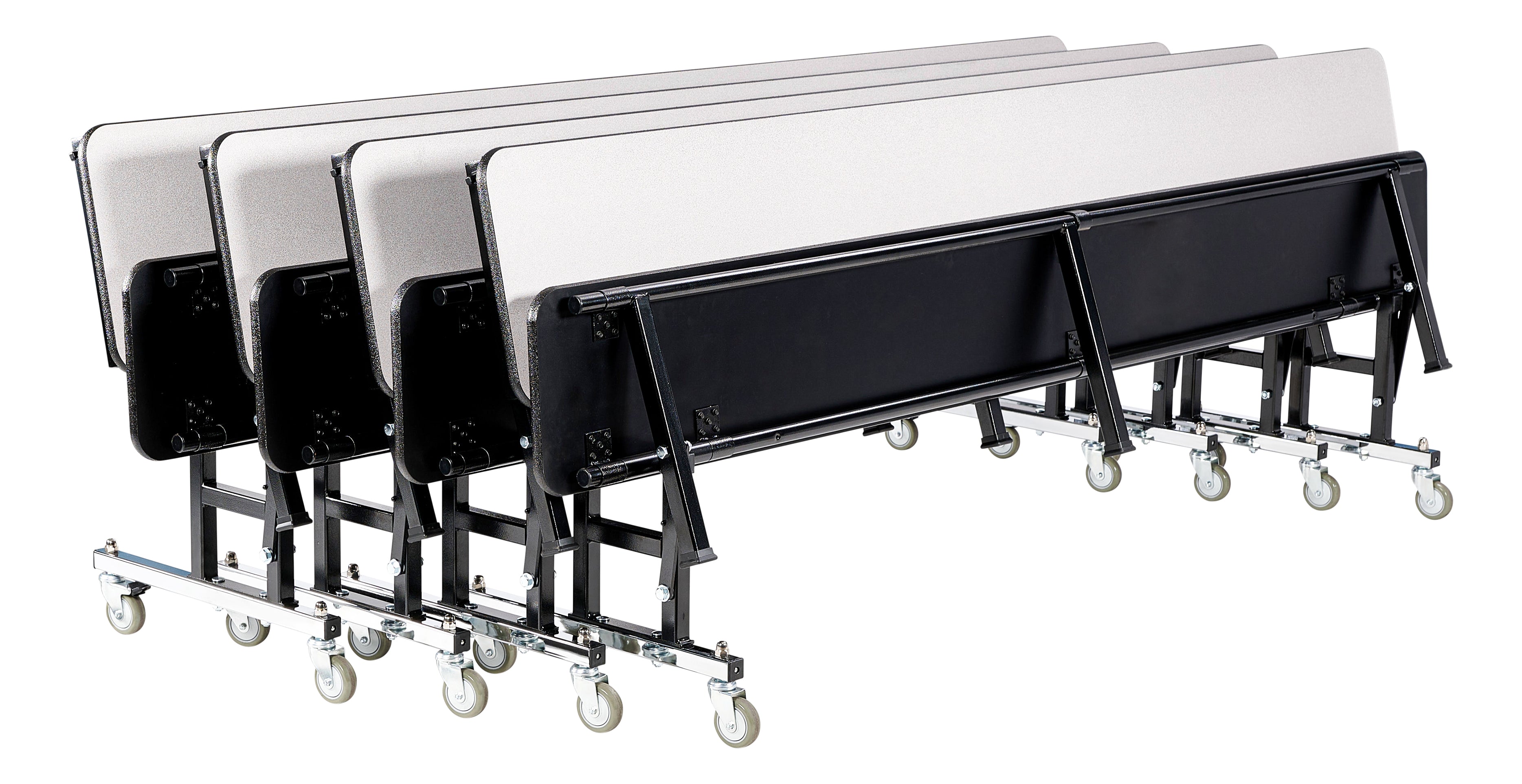 NPS® Convertible Bench Cafeteria Table, 8'L, Plywood Core, Edge Type: ProtectEdge, Frame Type: Textured Black (Specify Laminate Tabletop/Seat Color and Height)