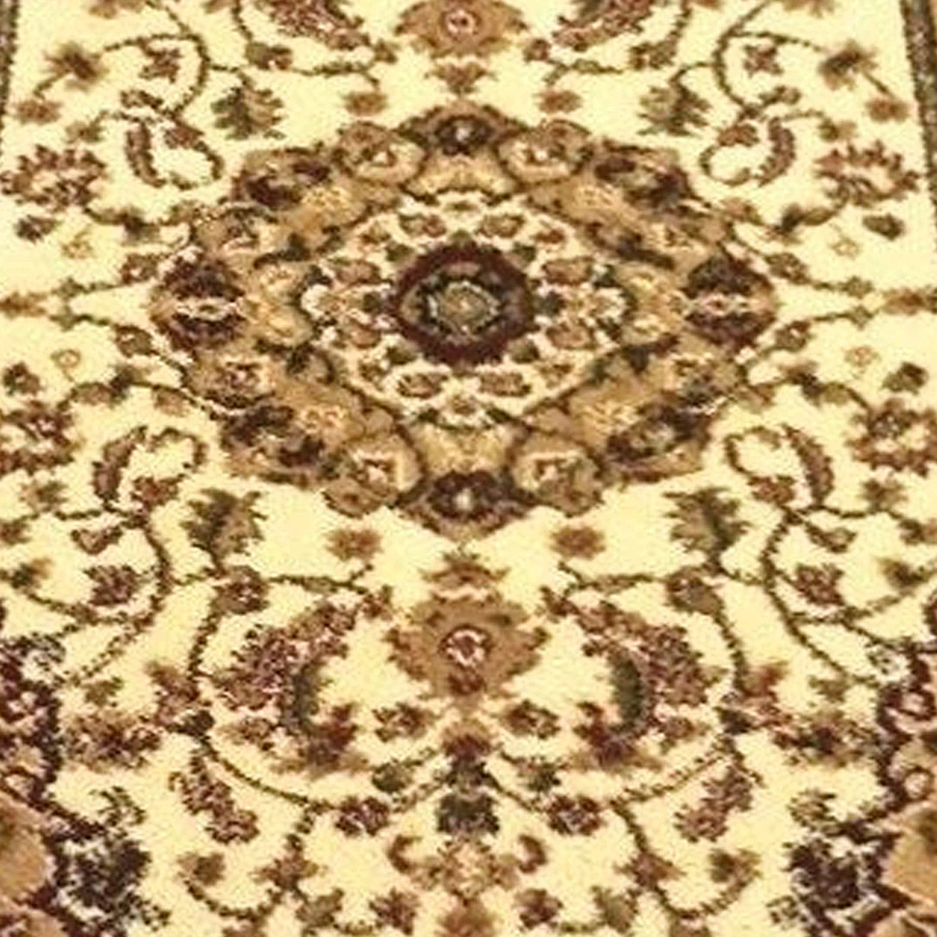 Mersin Collection Persian Style 2' x 7' Ivory Area Rug - Olefin Rug with Jute Backing - Hallway, Entryway, Bedroom, Living Room