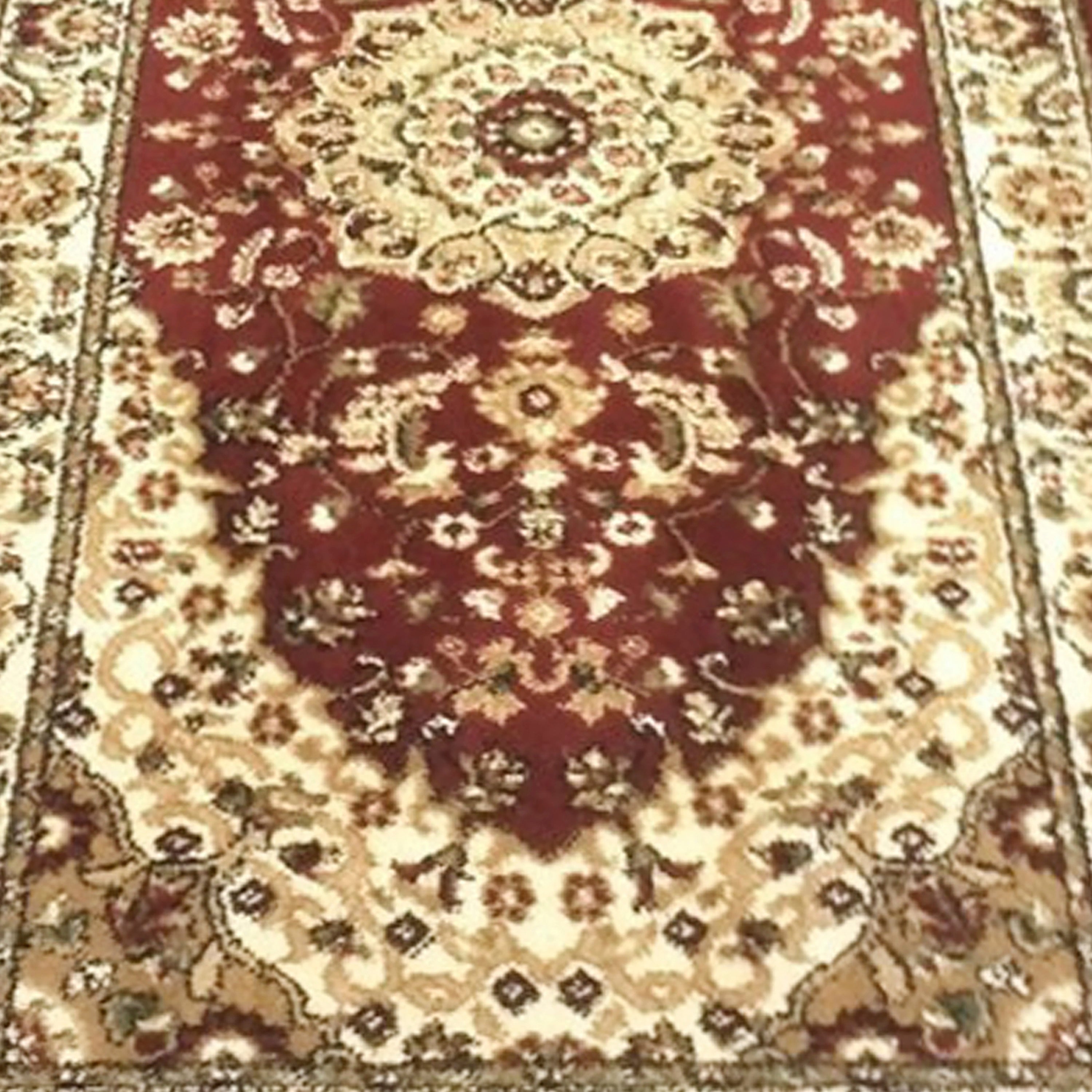 Mersin Collection Persian Style 2' x 7' Burgundy Area Rug - Olefin Rug with Jute Backing - Hallway, Entryway, Bedroom, Living Room