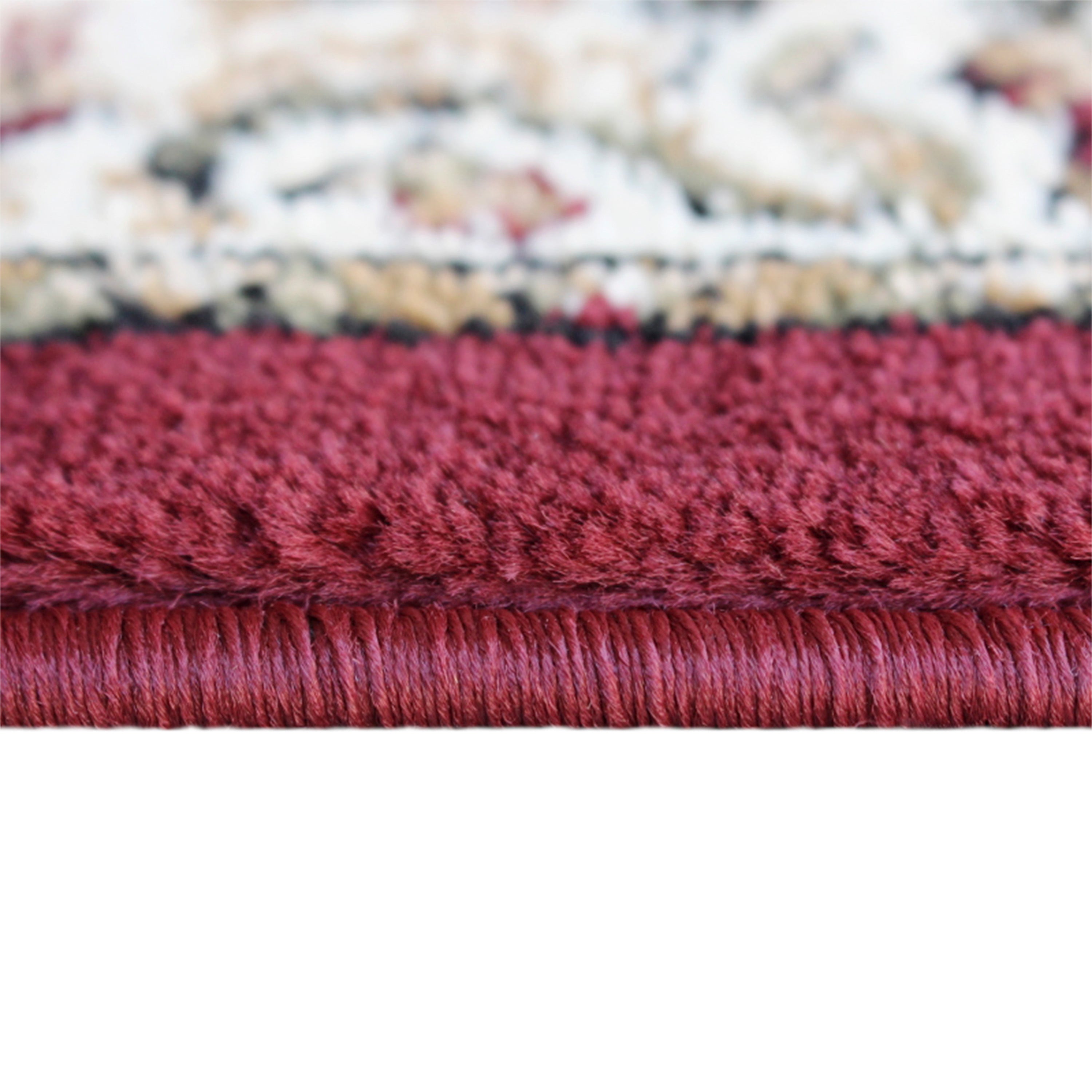 Mersin Collection Persian Style 2' x 7' Burgundy Area Rug - Olefin Rug with Jute Backing - Hallway, Entryway, Bedroom, Living Room