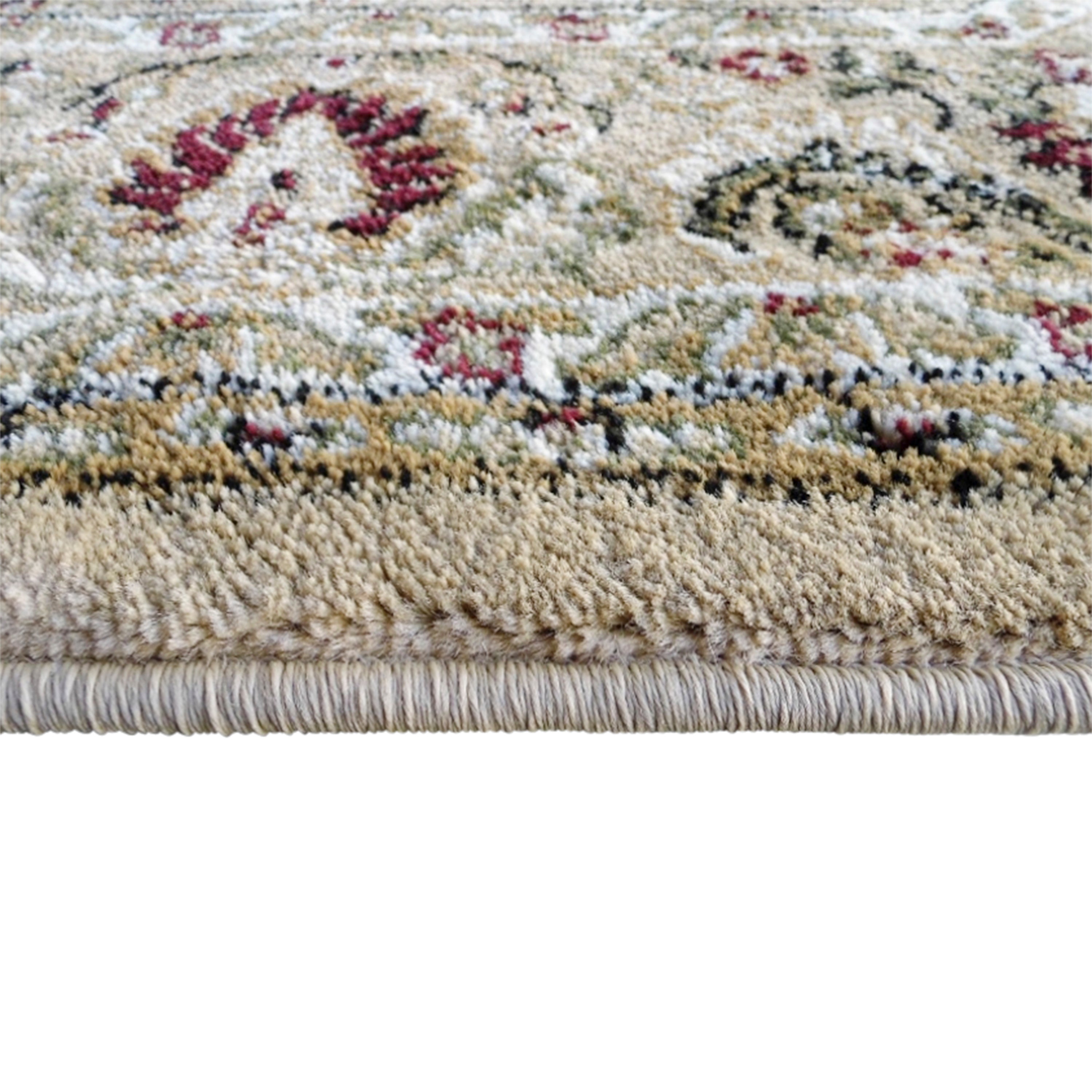Mersin Collection Persian Style 7x7 Ivory Octagon Area Rug-Olefin Rug with Jute Backing-Hallway, Entryway, Bedroom, Living Room