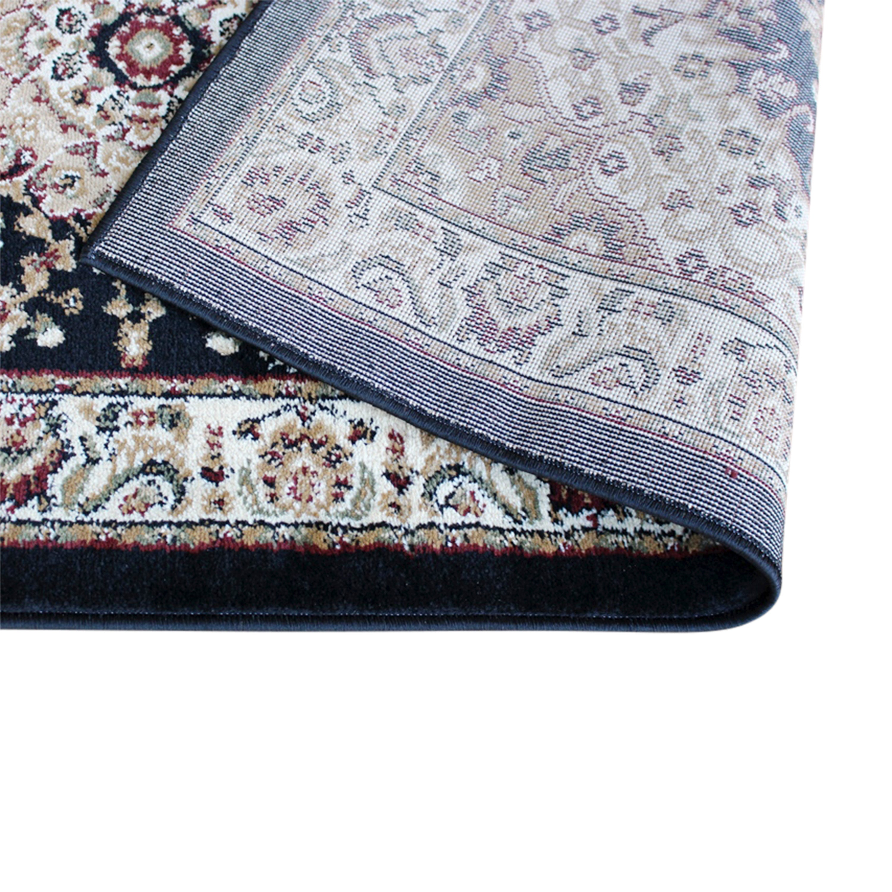 Mersin Collection Persian Style 3' x 15' Black Area Rug - Olefin Rug with Jute Backing - Hallway, Entryway, Bedroom, Living Room