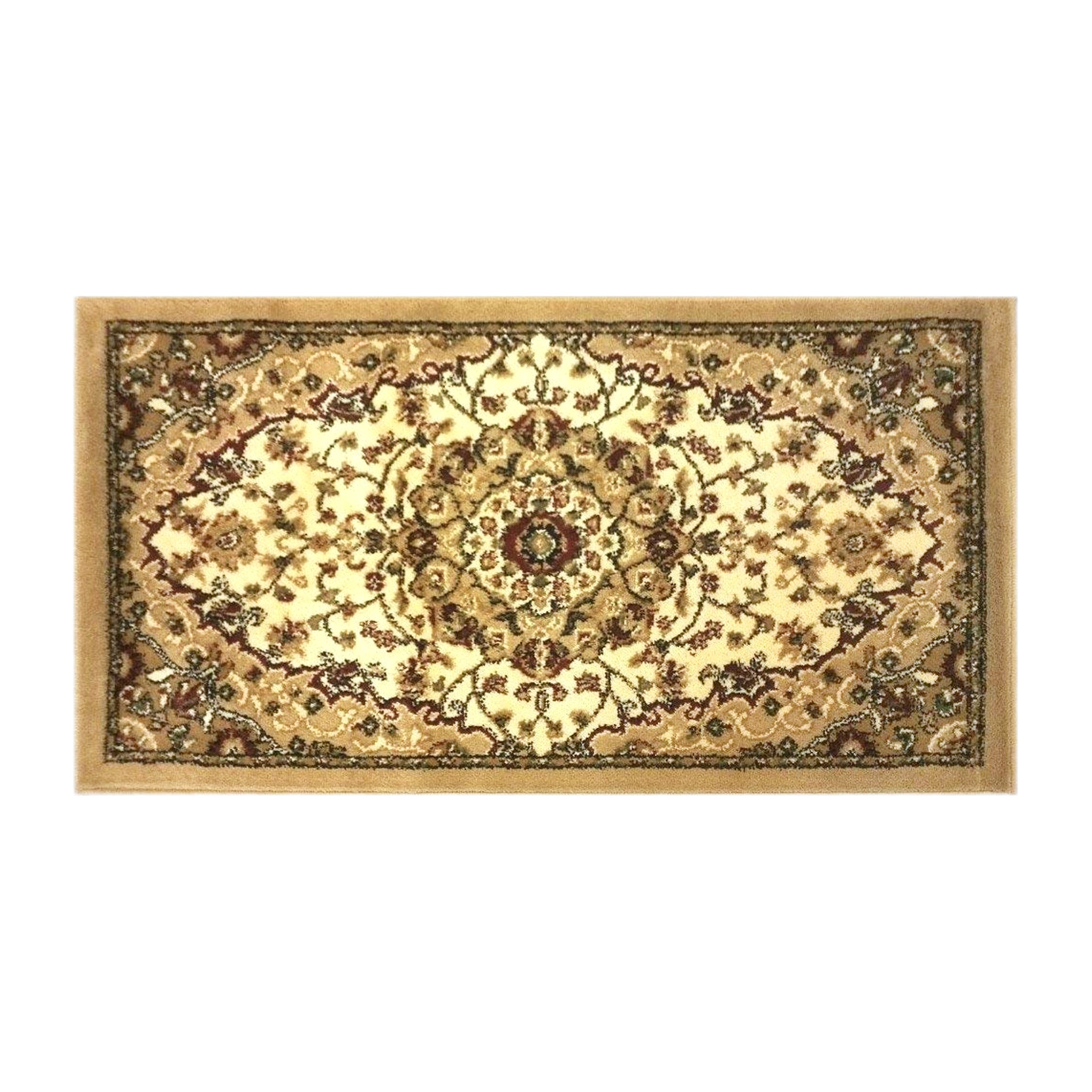 Mersin Collection Persian Style 2x3 Ivory Area Rug-Olefin Rug with Jute Backing-Hallway, Entryway, Bedroom, Living Room