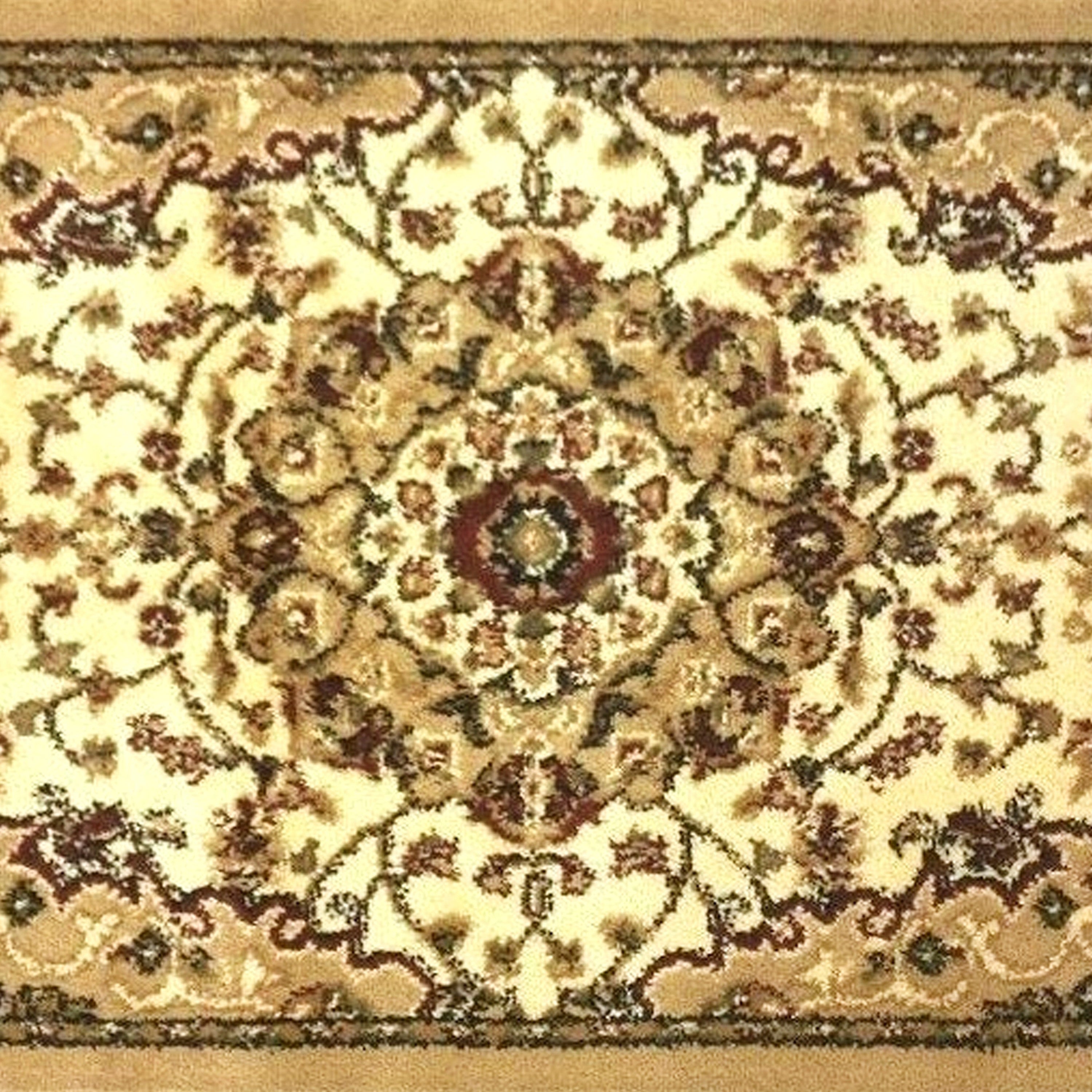 Mersin Collection Persian Style 2x3 Ivory Area Rug-Olefin Rug with Jute Backing-Hallway, Entryway, Bedroom, Living Room
