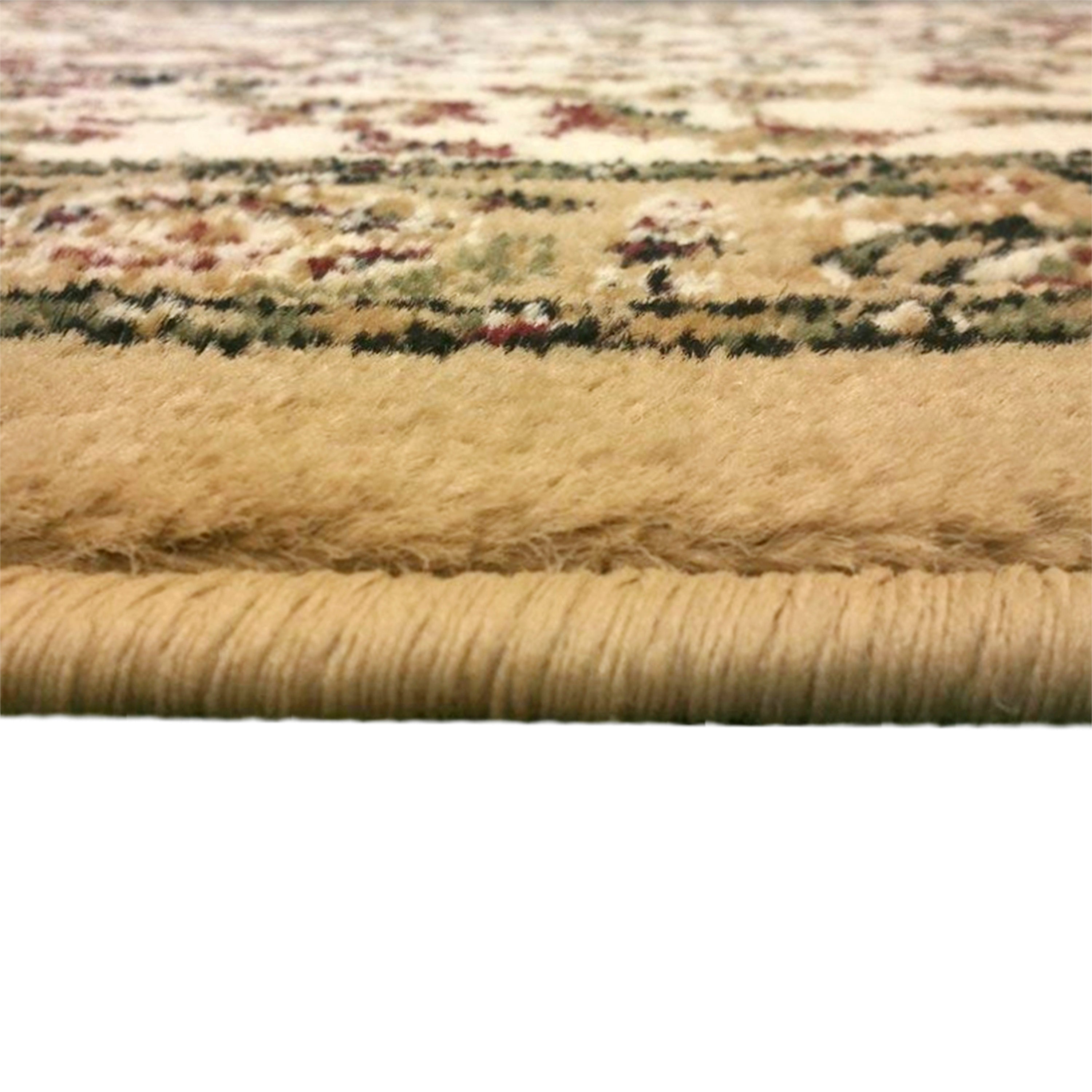 Mersin Collection Persian Style 3' x 15' Ivory Area Rug - Olefin Rug with Jute Backing - Hallway, Entryway, Bedroom, Living Room