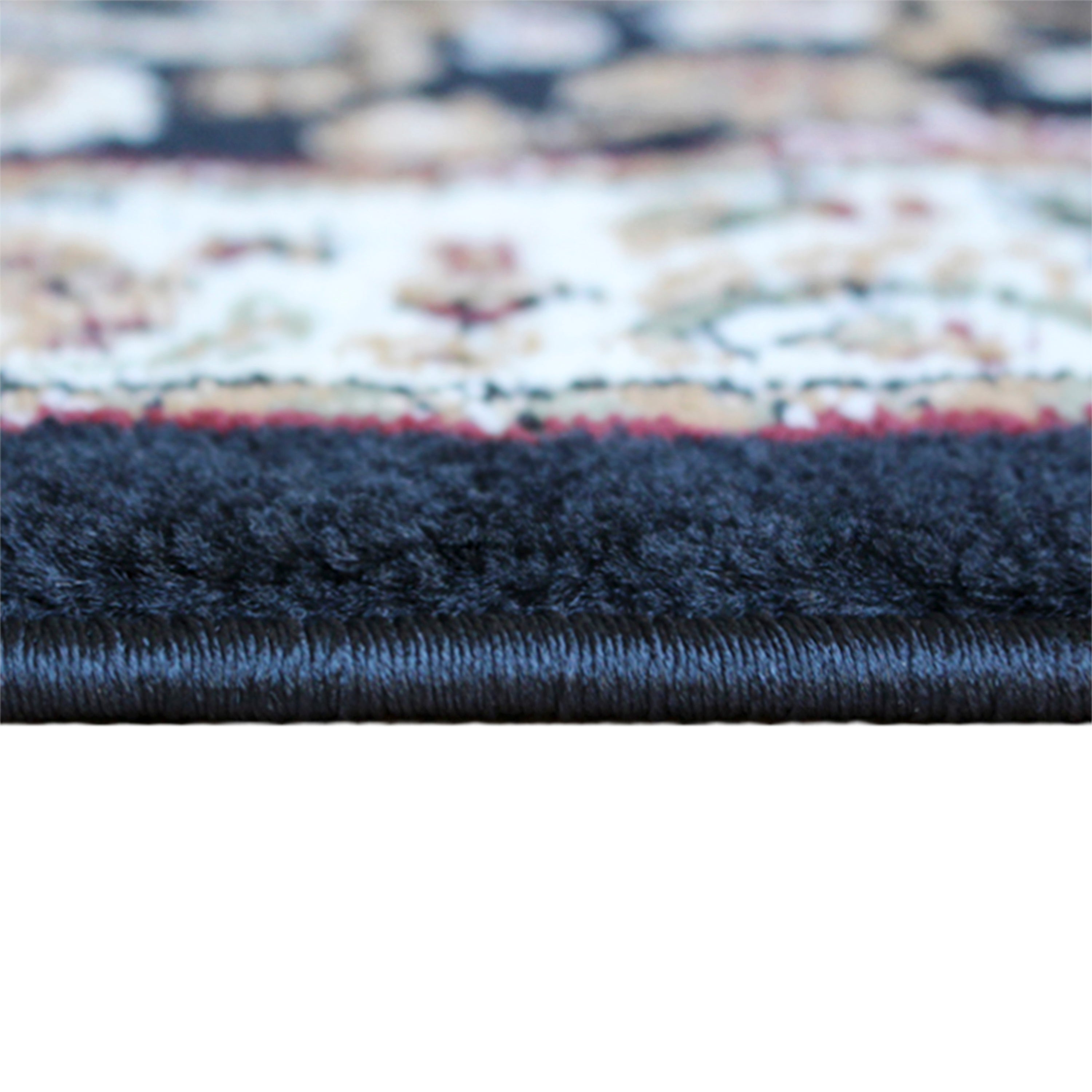 Mersin Collection Persian Style 3' x 10' Black Area Rug - Olefin Rug with Jute Backing - Hallway, Entryway, Bedroom, Living Room