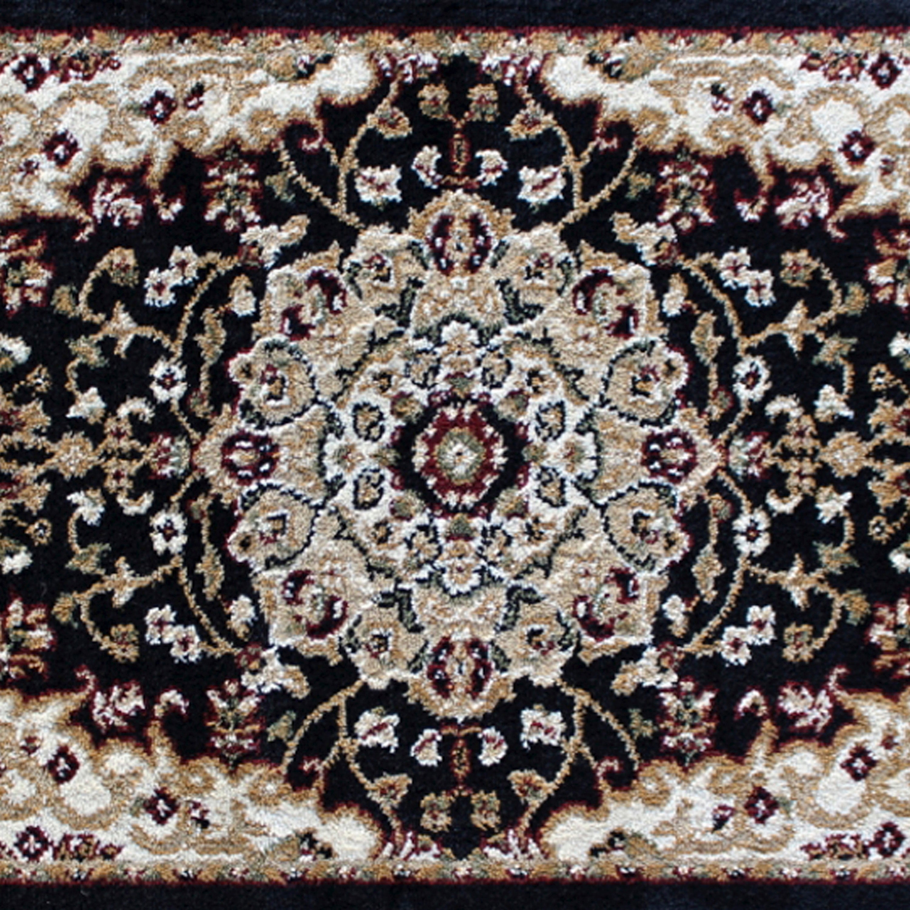 Mersin Collection Persian Style 2' x 3' Black Area Rug - Olefin Rug with Jute Backing - Hallway, Entryway, Bedroom, Living Room