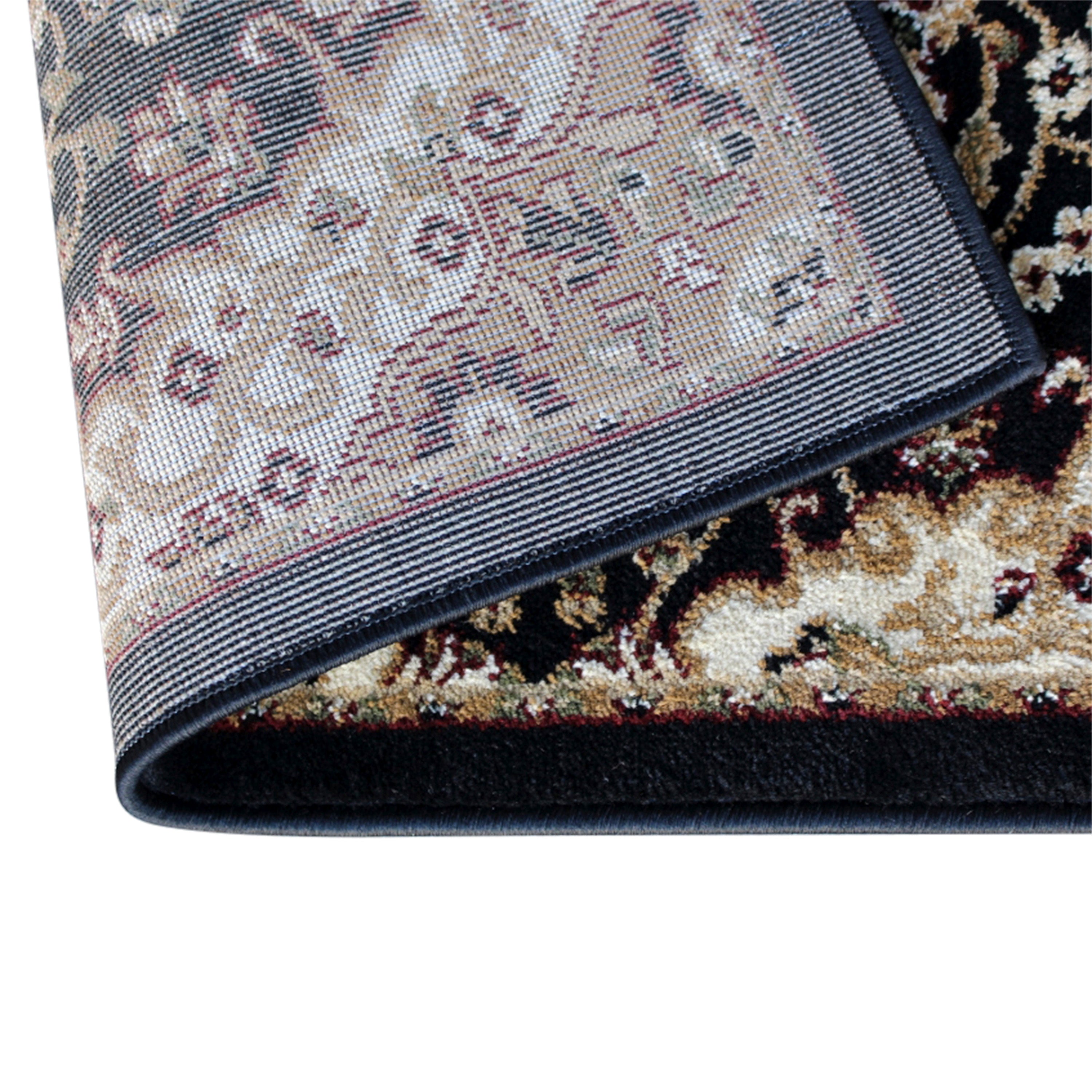 Mersin Collection Persian Style 2' x 3' Black Area Rug - Olefin Rug with Jute Backing - Hallway, Entryway, Bedroom, Living Room
