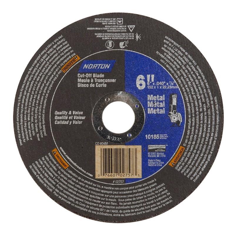 Right Angel Grinding Cut-Off Blade Type 1 Metal-Alo, Size: 6 x .040 x 7/8, RPM: 10185, Packaging Qty: 25 per box,  Same product as Norton NRT662528-23604