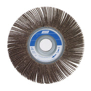 Norton Sanding Wheel, 6" Diam x 2" wheel X 1" arbor 80-g fine finish, aluminum-oxide & nylon mesh flap sanding wheel -5 per case