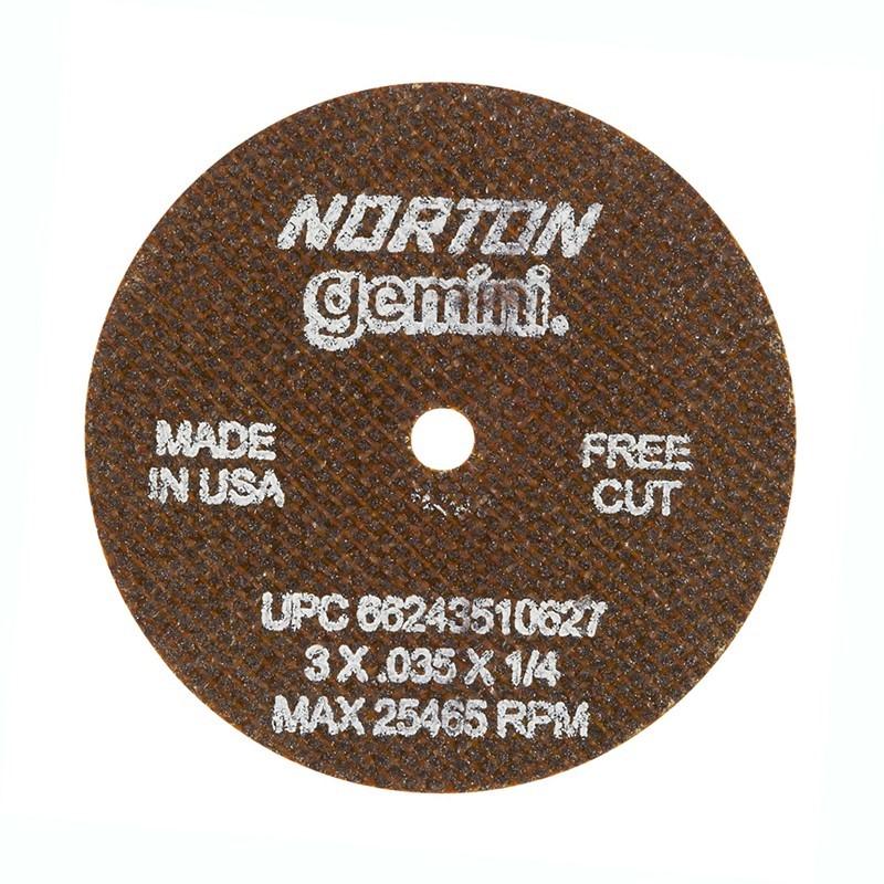 Small Diameter Cut-Off Blades Type 1 Metal - Gemini Aluminum Oxide, Size: 3 x .035 x 1/4, RPM: 25465, Packaging Qty: 25 per box
