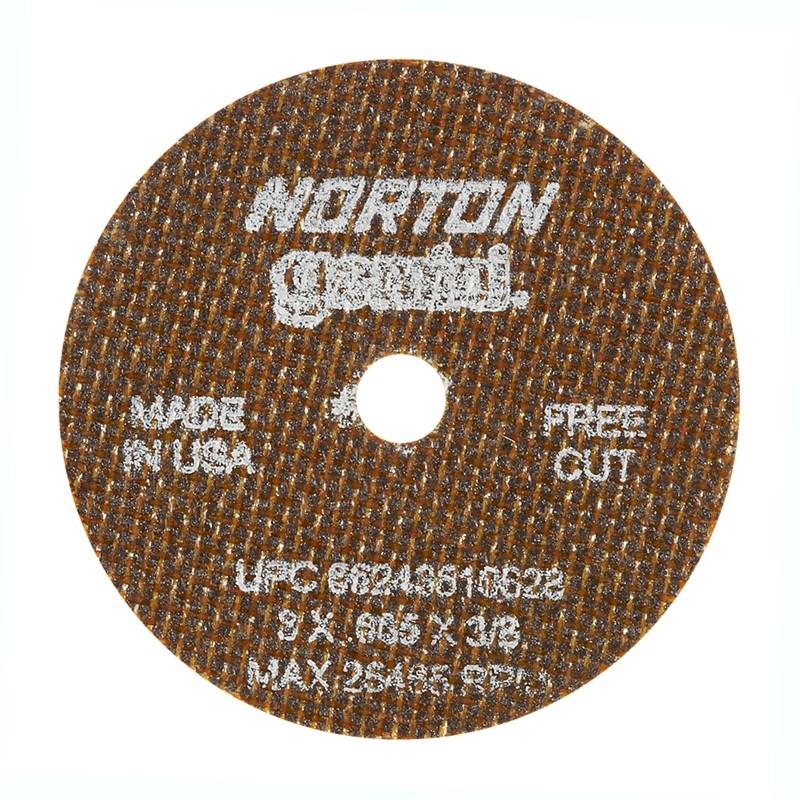 Norton Small Diameter Cut-Off Blades, Size: 3 x .035 x 3/8, Type 1, Packaging Qty: Box of 25