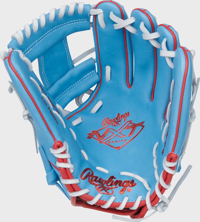 Rawlings Nxt Series 11.75-Inch Baseball Glove - Right Hand Thrower - Columbia Blue/Scarlet