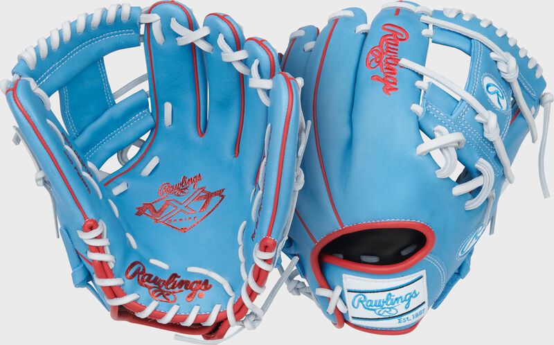 Rawlings Nxt Series 11.75-Inch Baseball Glove - Right Hand Thrower - Columbia Blue/Scarlet