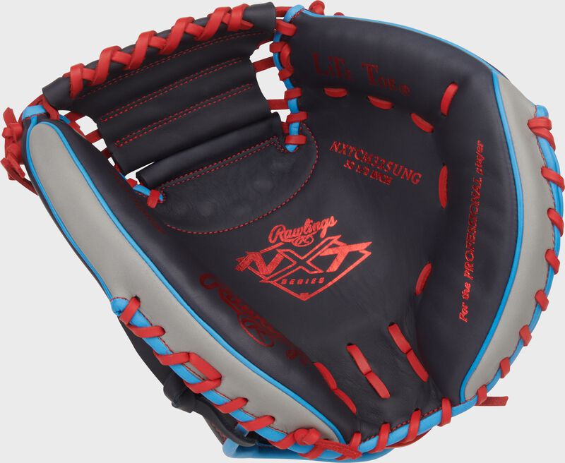 Rawlings Nxt Series Catchers Mitt 32.5-Inch Baseball Glove - Right Hand Thrower - Navy/Gray