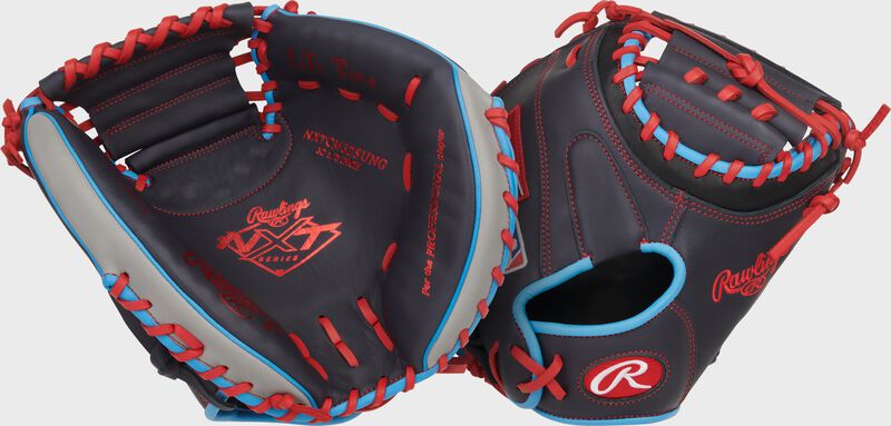 Rawlings Nxt Series Catchers Mitt 32.5-Inch Baseball Glove - Right Hand Thrower - Navy/Gray