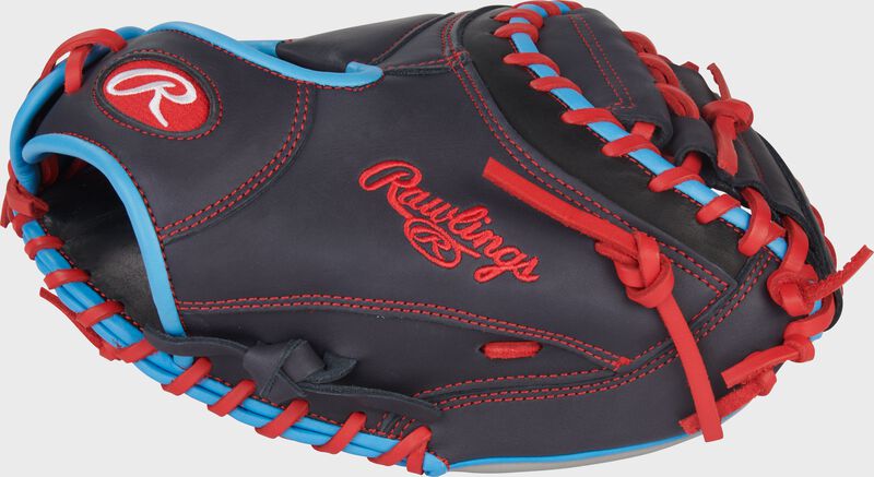 Rawlings Nxt Series Catchers Mitt 32.5-Inch Baseball Glove - Right Hand Thrower - Navy/Gray