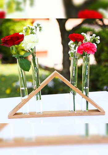 Triangle wooden Stand with 4 Glass Tubes(1Tube Extra)