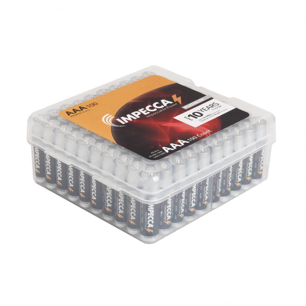 Impecca Alkaline AAA LR03 Platinum Batteries 100-Pack