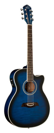 Oscar Schmidt OACEFTBL-A Auditorium Cutaway Acoustic Electric Guitar, Trans Blue