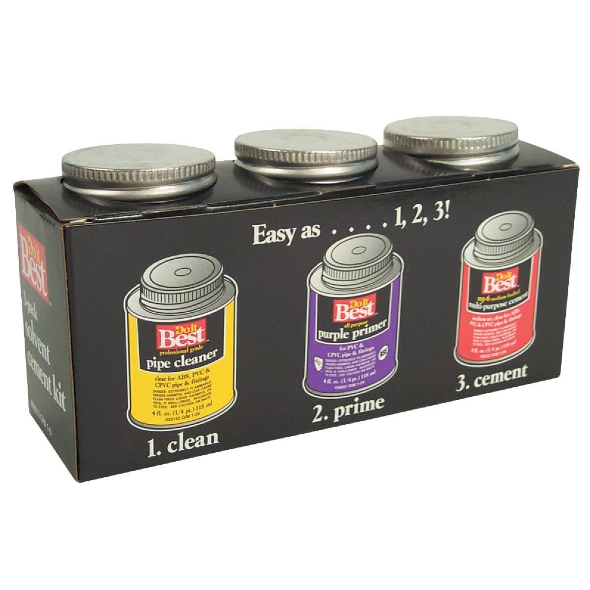 Cleaner, Primer & PVC Cement Kit, (3) 4 Oz. Cans