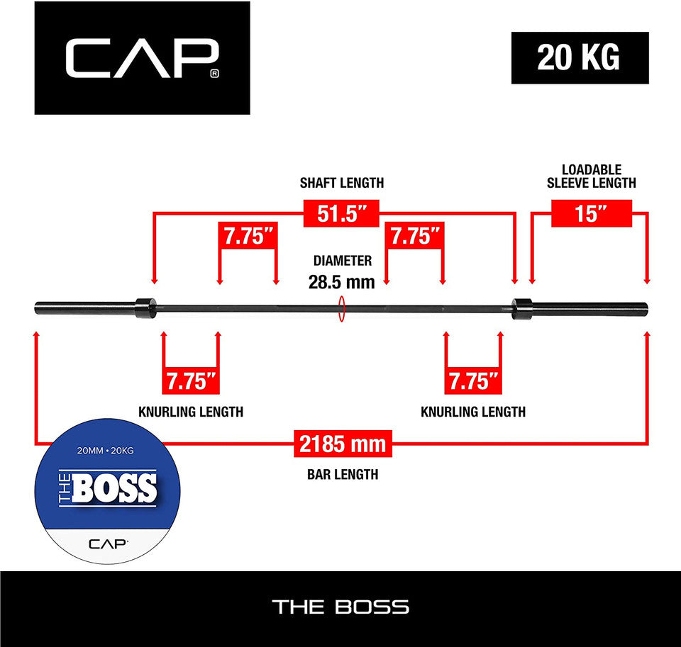 CAP 2" Solid 86" Olympic Power Bar; BLACK