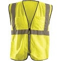 Occunomix Value Surveyor Style Vest w/Hook & Loop, Class 2 Zipper, Yellow, Size: Small/Medium