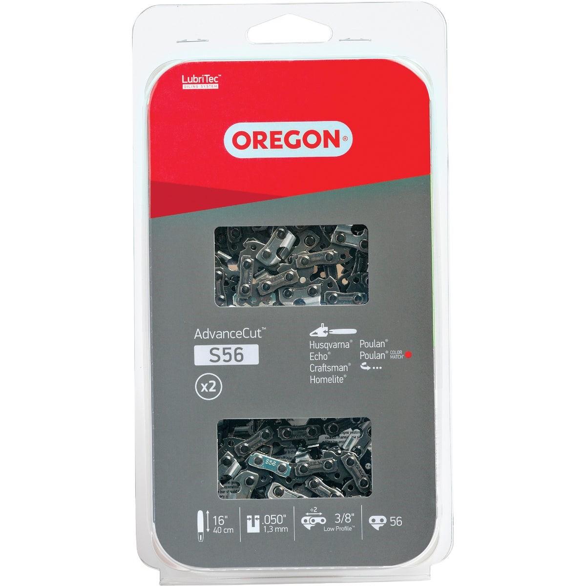 Oregon AdvanceCut LubriTec S56T 16 In. 3/8 In. Low Profile 56 Link Chainsaw Chain (2-Pack)