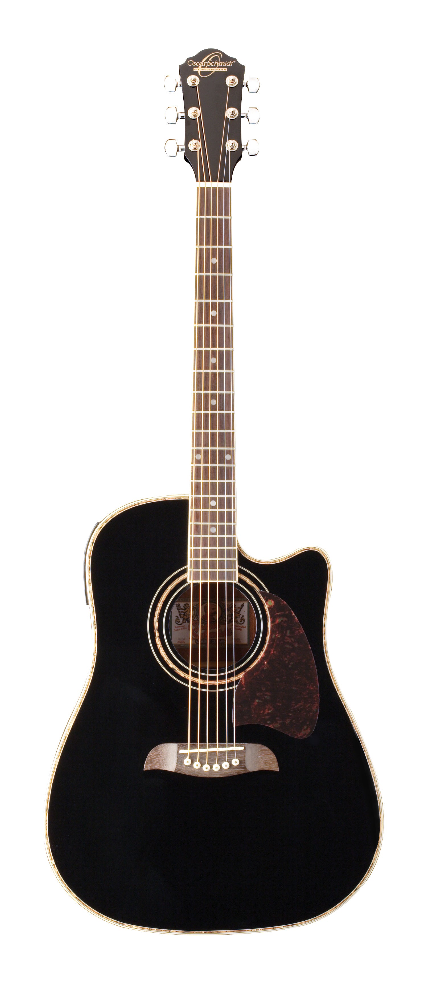 Oscar Schmidt OG2CEB-A Dreadnought Cutaway Acoustic Electric Guitar. Black