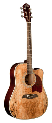 Oscar Schmidt OG2CESM-R Dreadnought Cutaway Acoustic Electric Guitar. Spalted Maple