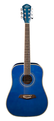 Oscar Schmidt OGHSTBL-A 1/2 Dreadnought Acoustic Guitar. Trans Blue