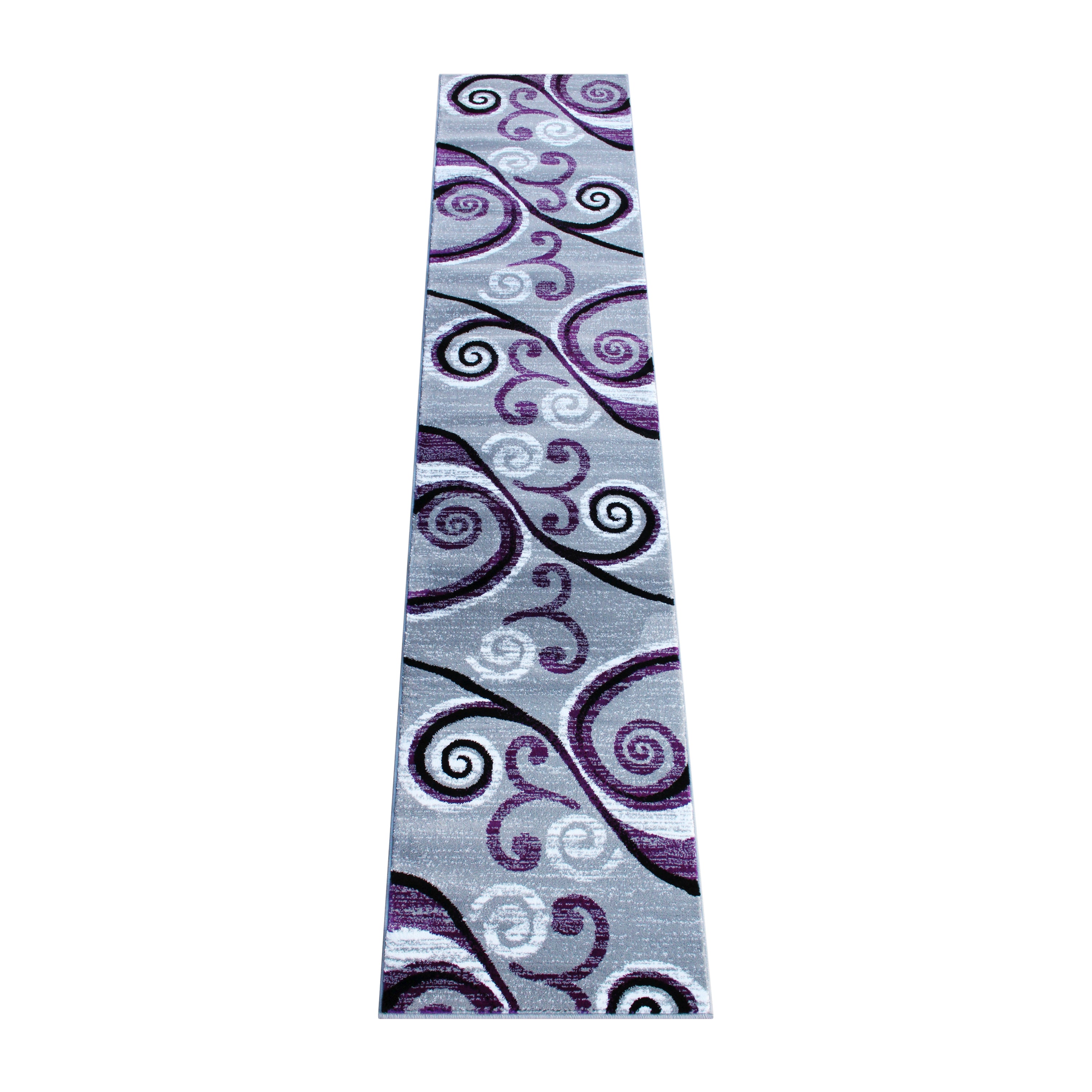 Valli Collection 2' x 11' Purple Abstract Area Rug - Olefin Rug with Jute Backing - Hallway, Entryway, Bedroom, Living Room