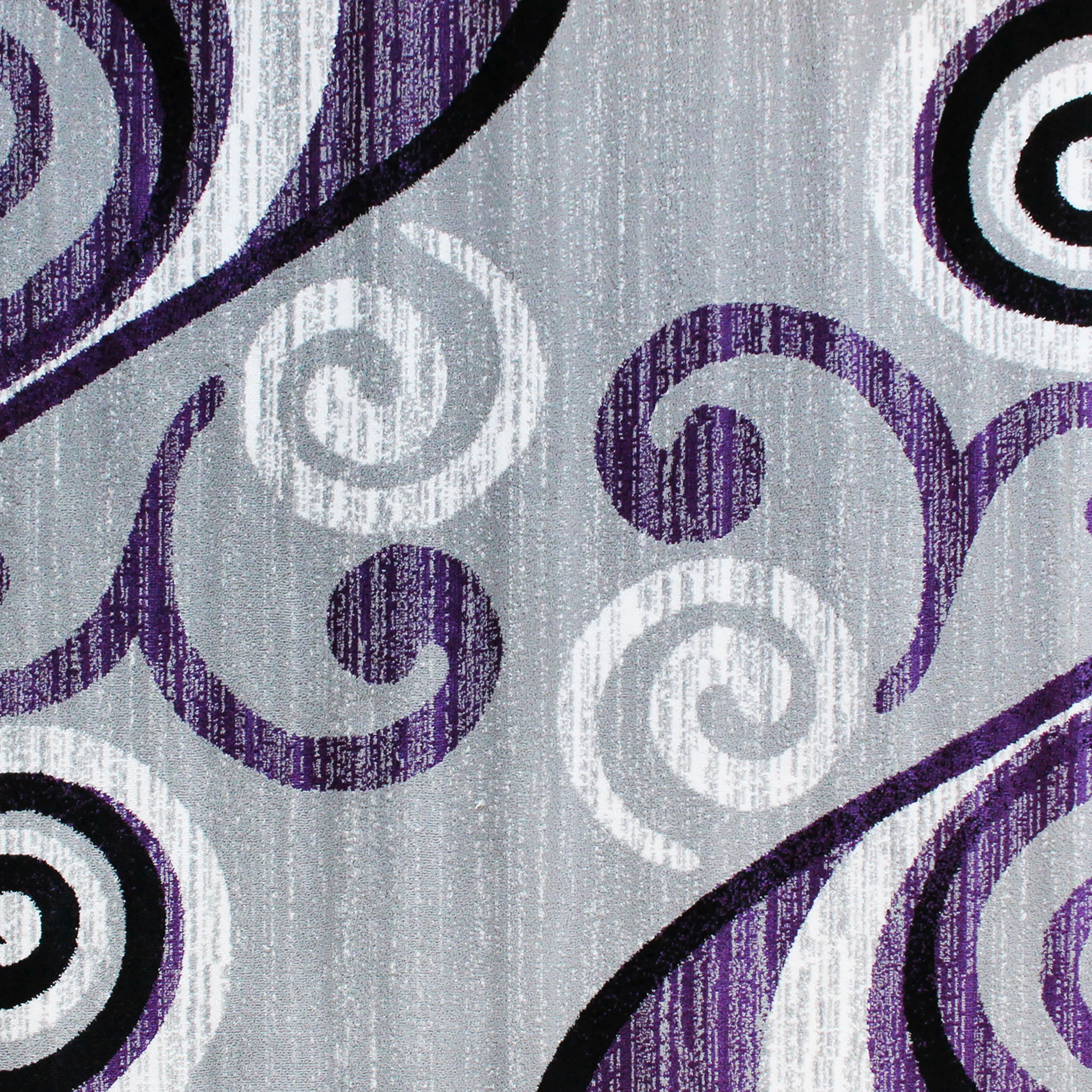 Valli Collection 2' x 11' Purple Abstract Area Rug - Olefin Rug with Jute Backing - Hallway, Entryway, Bedroom, Living Room