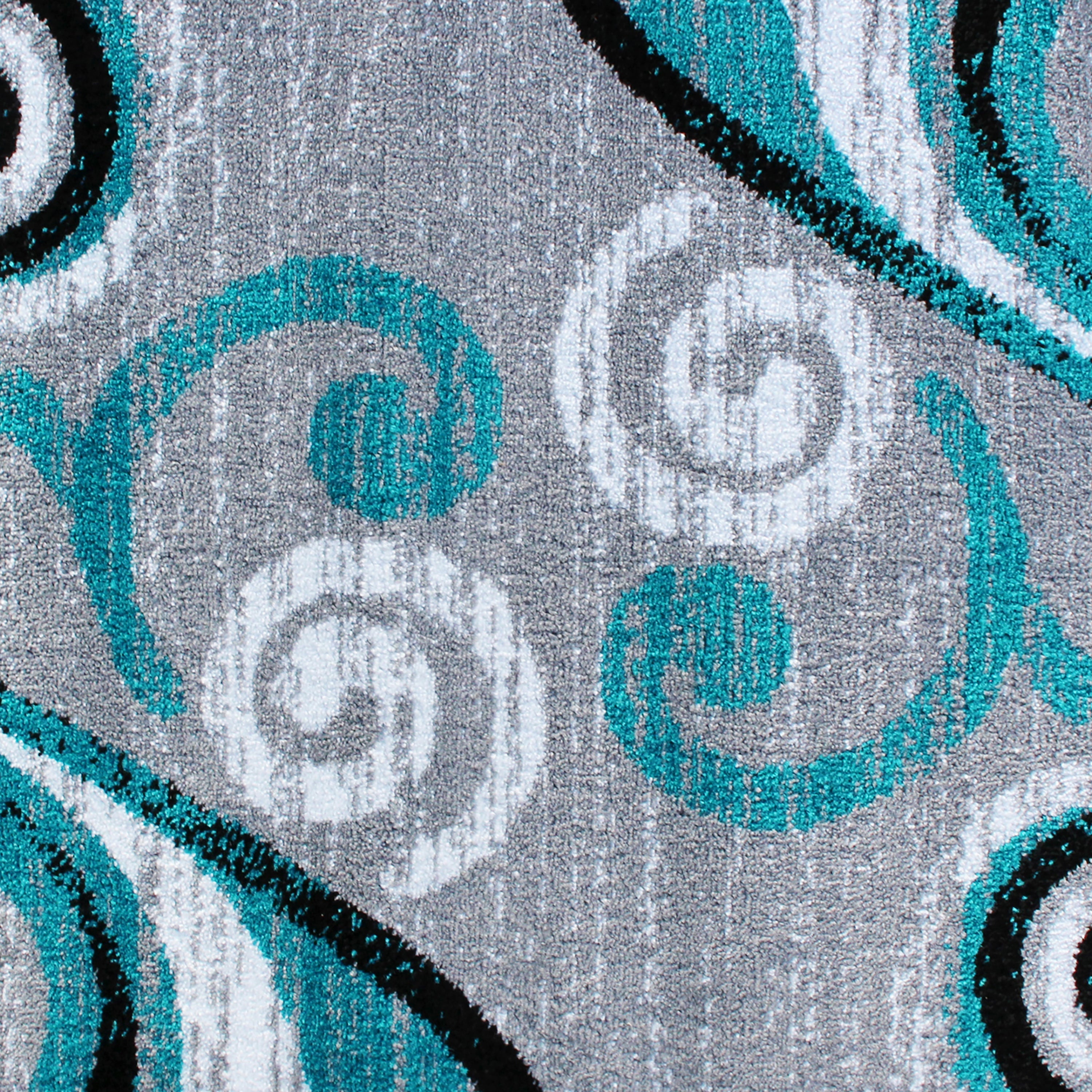 Valli Collection 2' x 11' Turquoise Abstract Area Rug - Olefin Rug with Jute Backing - Hallway, Entryway, Bedroom, Living Room
