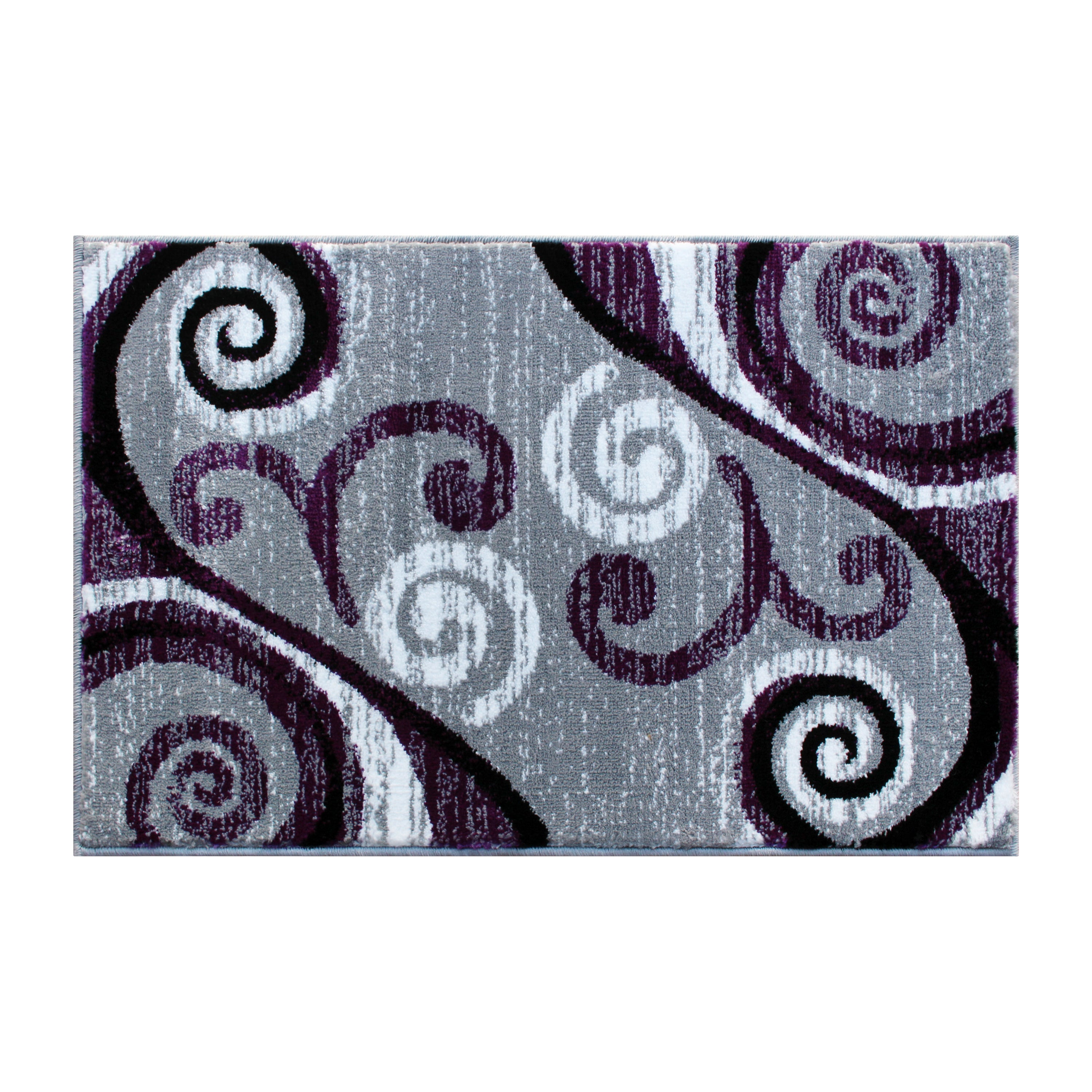 Valli Collection 2' x 3' Purple Abstract Area Rug - Olefin Rug with Jute Backing - Hallway, Entryway, Bedroom, Living Room