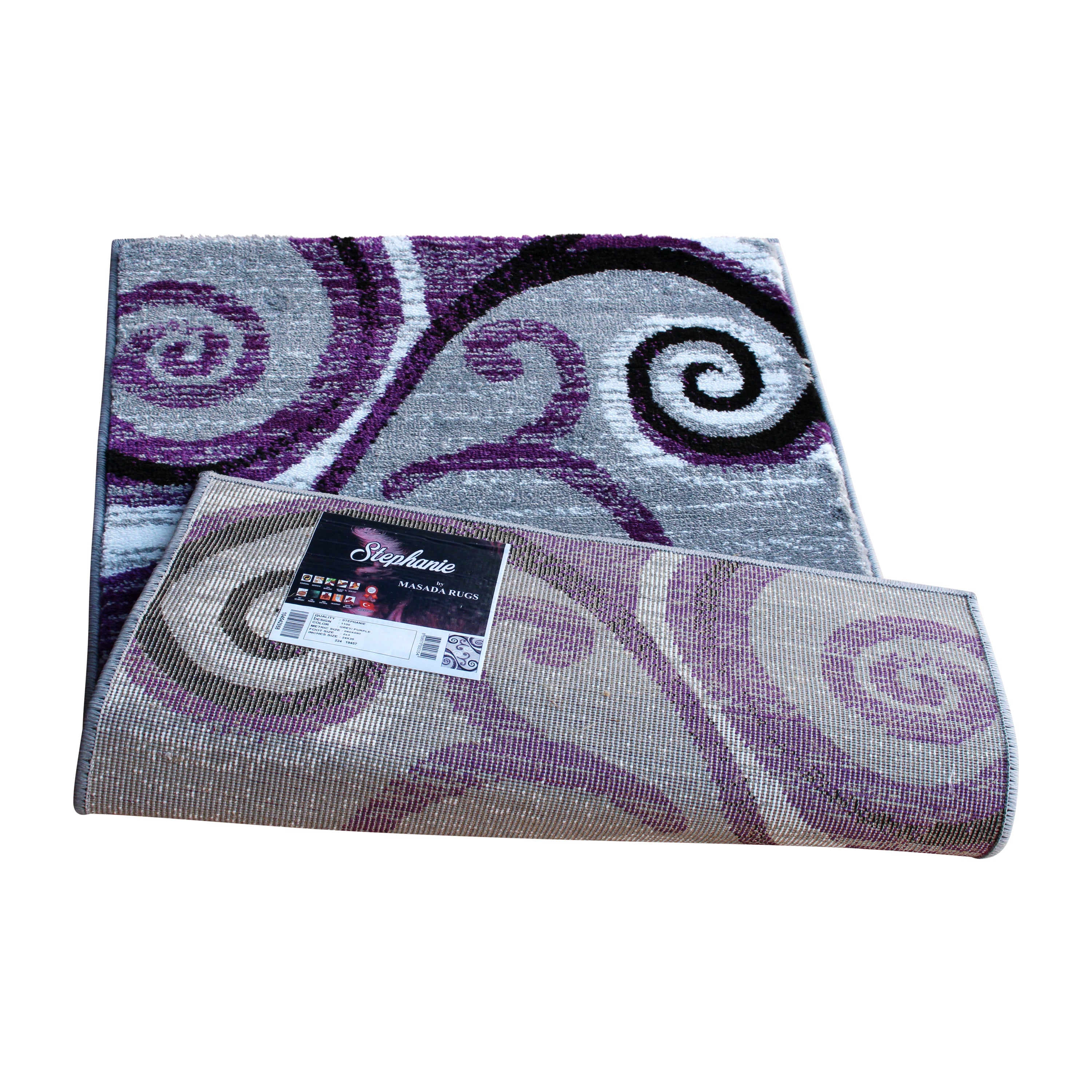Valli Collection 2' x 3' Purple Abstract Area Rug - Olefin Rug with Jute Backing - Hallway, Entryway, Bedroom, Living Room