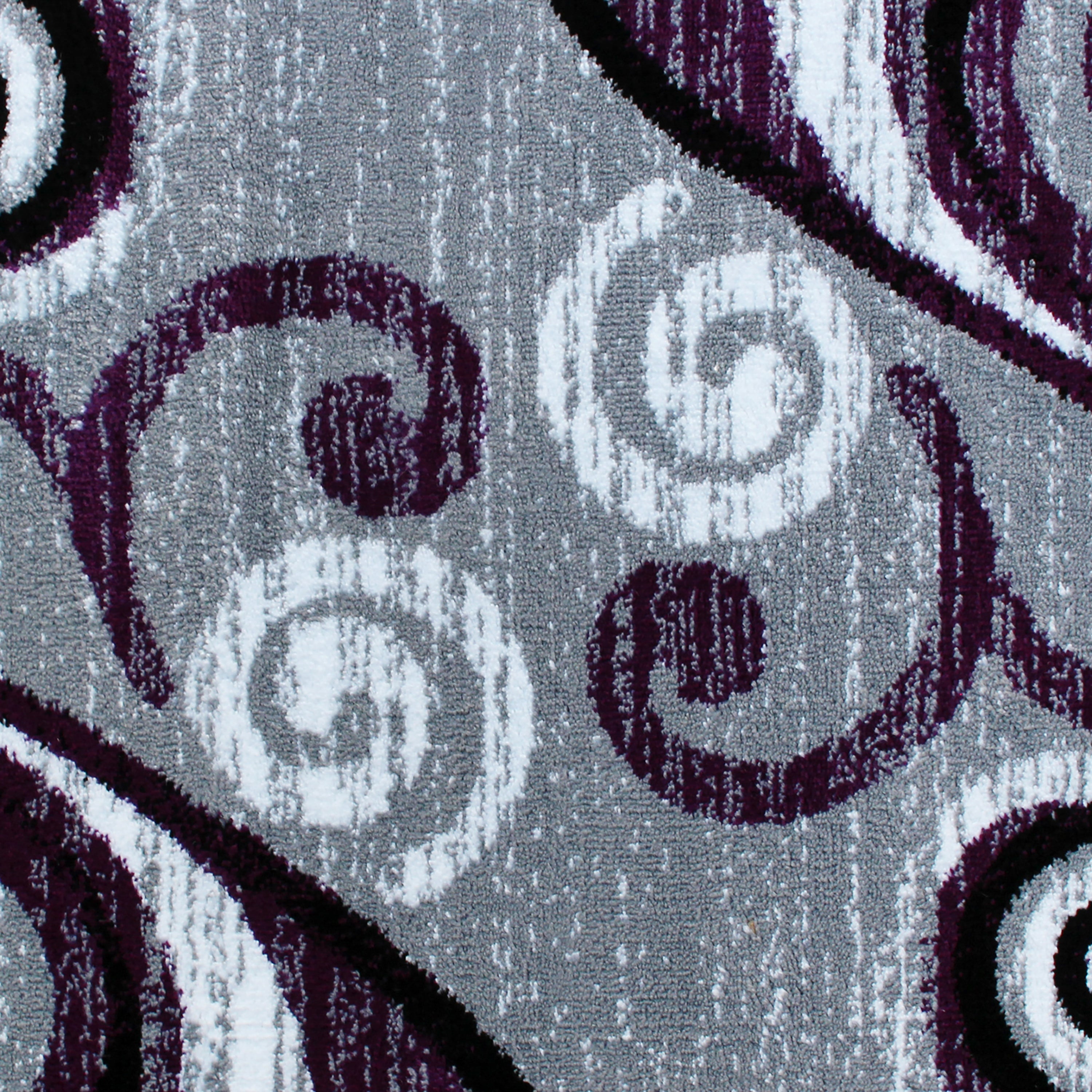 Valli Collection 2' x 7' Purple Abstract Area Rug - Olefin Rug with Jute Backing - Hallway, Entryway, Bedroom, Living Room