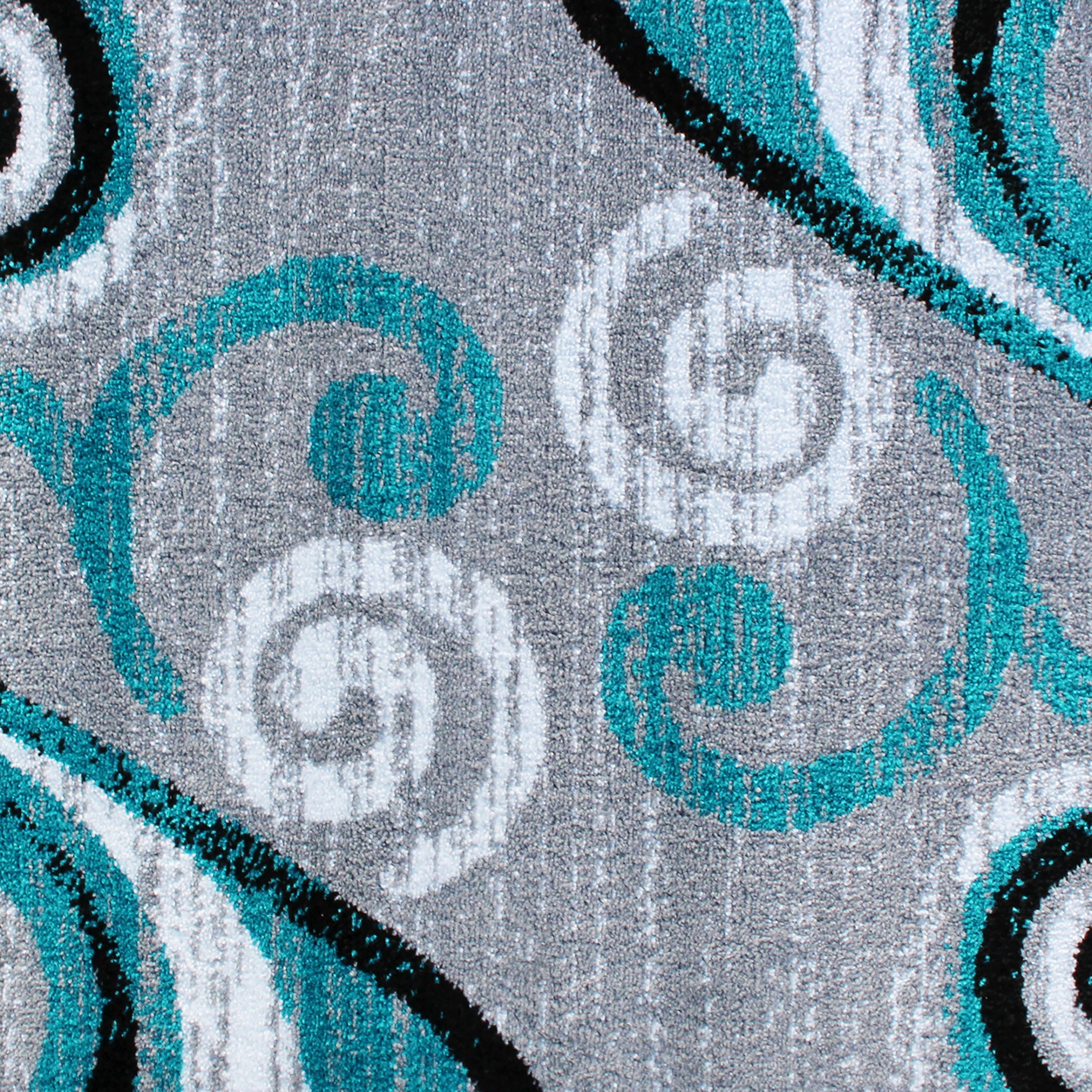 Valli Collection 3' x 16' Turquoise Abstract Area Rug - Olefin Rug with Jute Backing - Hallway, Entryway, Bedroom, Living Room
