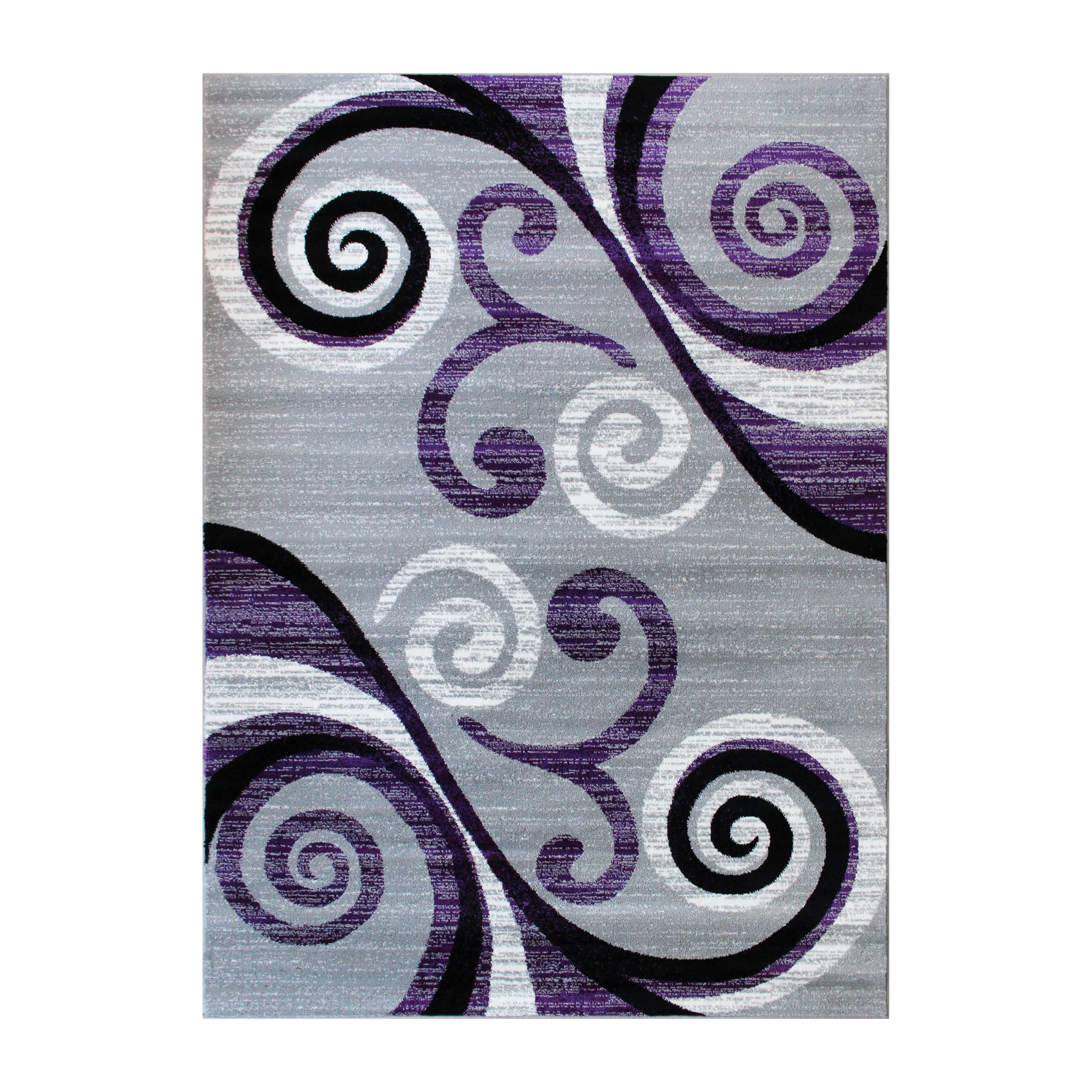 Valli Collection 4' x 5' Purple Abstract Area Rug - Olefin Rug with Jute Backing - Hallway, Entryway, Bedroom, Living Room
