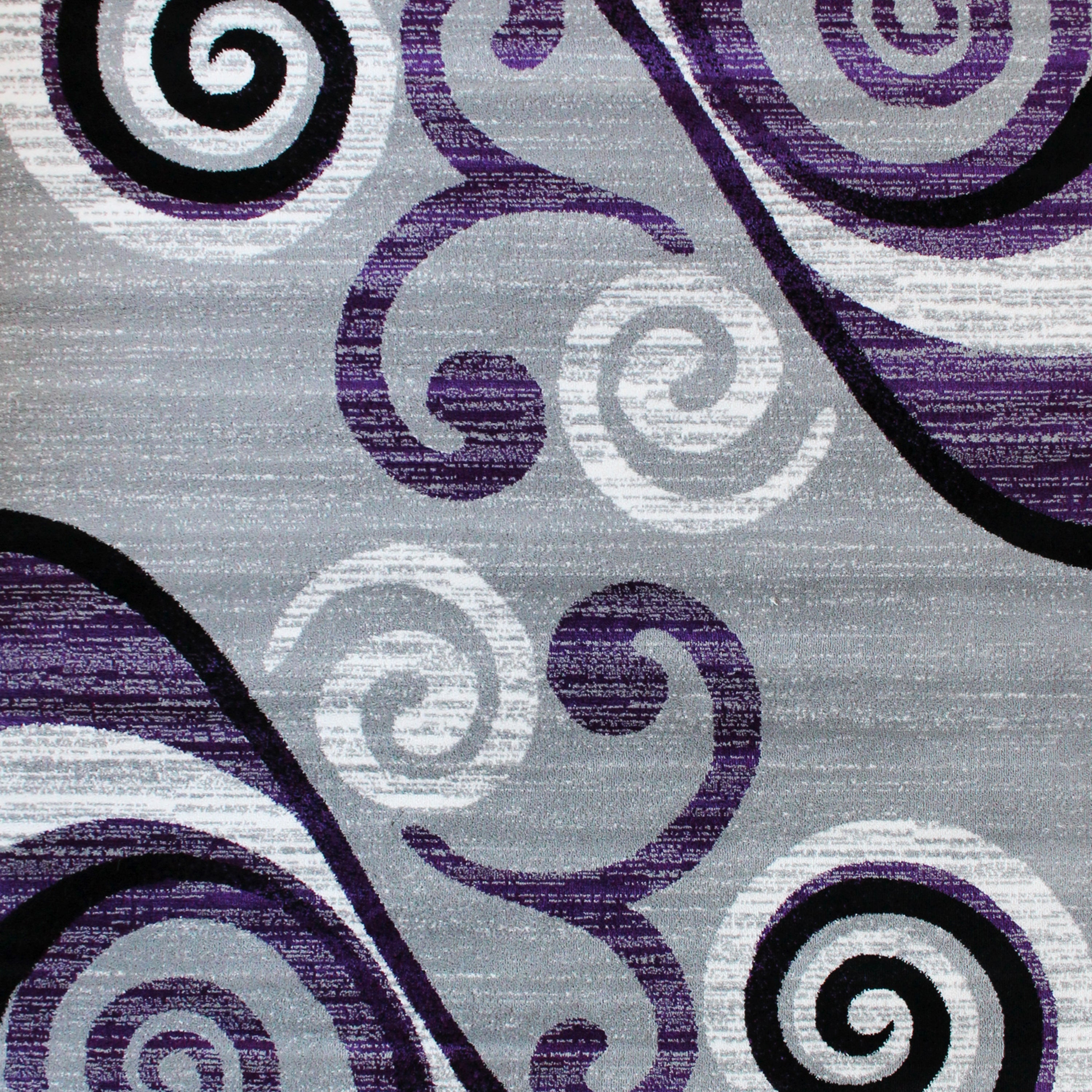 Valli Collection 4' x 5' Purple Abstract Area Rug - Olefin Rug with Jute Backing - Hallway, Entryway, Bedroom, Living Room