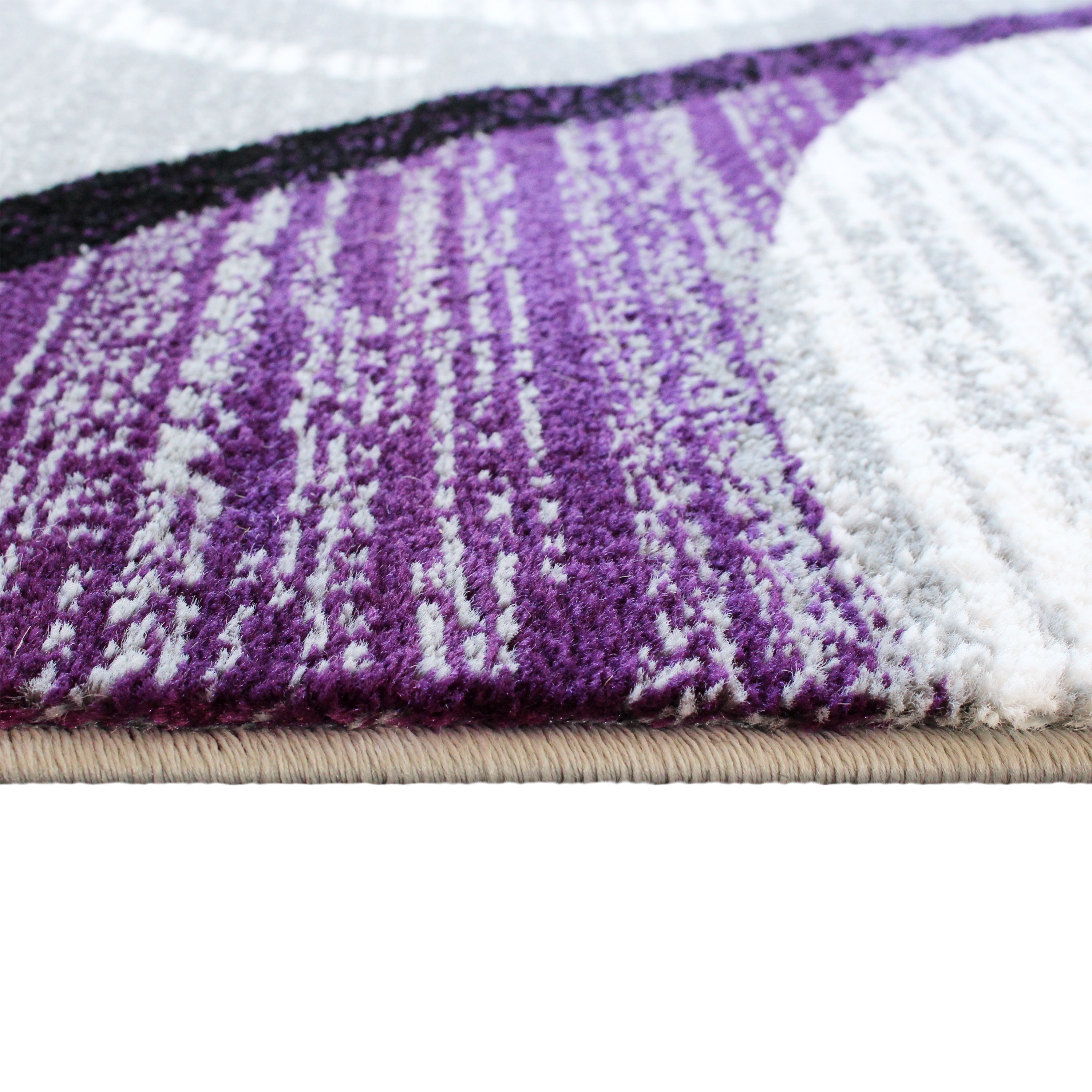 Valli Collection 4' x 5' Purple Abstract Area Rug - Olefin Rug with Jute Backing - Hallway, Entryway, Bedroom, Living Room